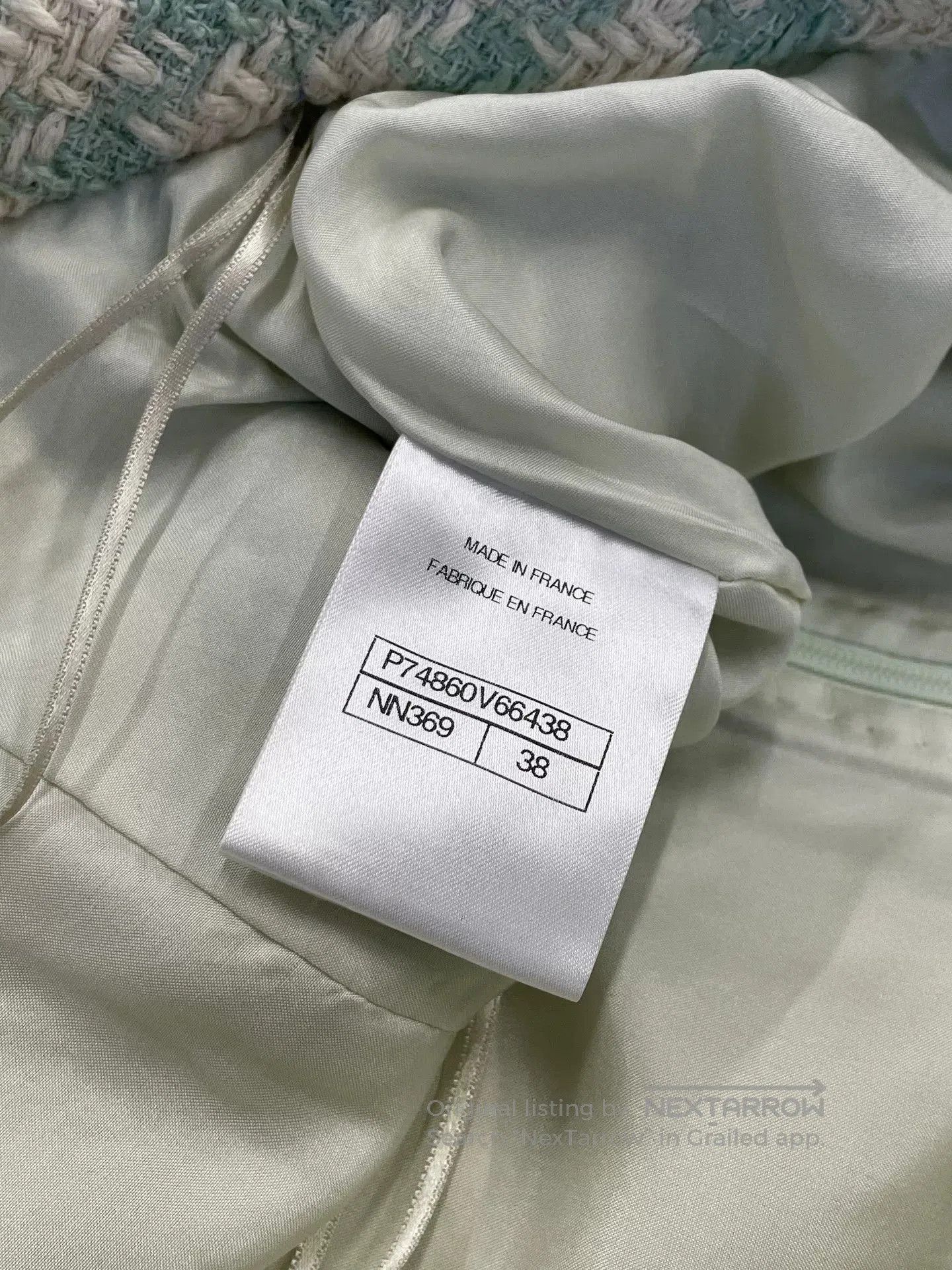 Chanel 23S Mint Green Plaid Mini Skirt.