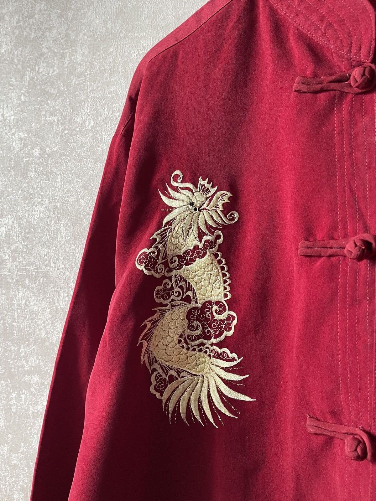 Japanese Brand 90s Vintage Burgundy Dragon Embroidered Chinese Tang Shirt Size US XXL / EU 58 / 5 - 4 Thumbnail
