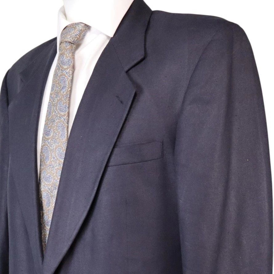 Oscar De La Renta Oscar de la Renta 46R 100% Silk Blazer Navy Size 46R - 5 Thumbnail