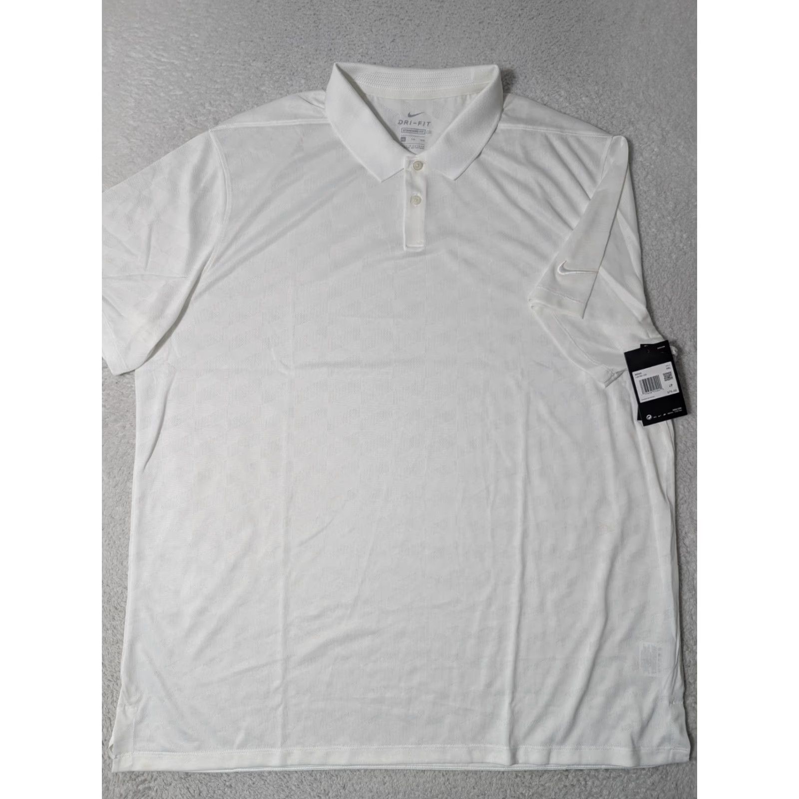 Nike Nike Polo Mens 2XL White Geometric Print Golf Athletic Performance Shirt Size US XXL / EU 58 / 5 - 4 Thumbnail