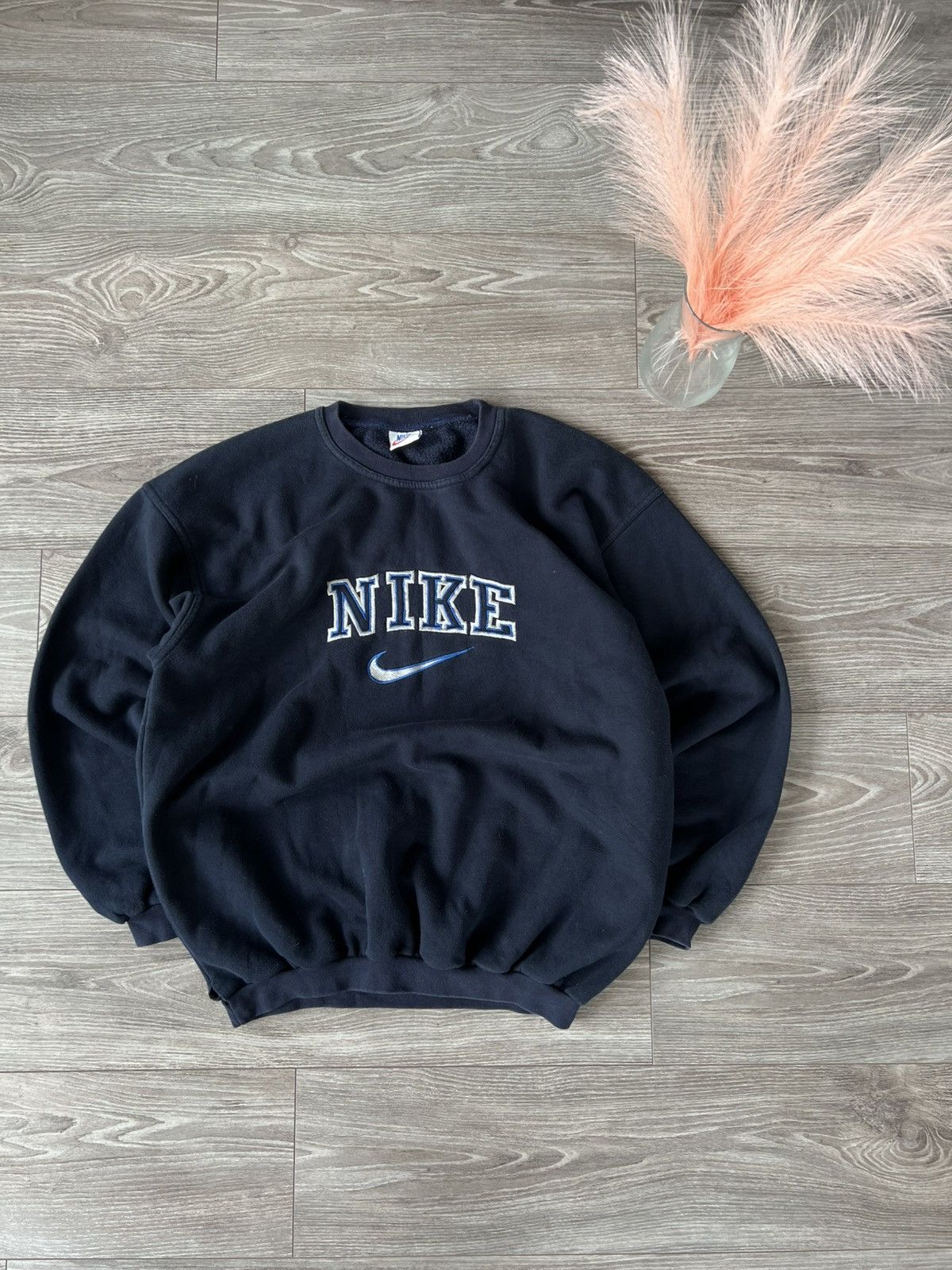 Other Vintage Nike Knit Central Logo Oversize Crew Neck Sweatshirt Size US L / EU 52-54 / 3 - 1 Thumbnail