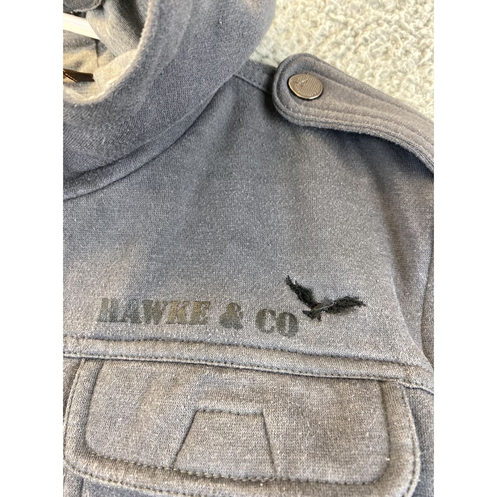 Vintage Hawke And Company Jacket Men Gray Heavy Fleece Zip XL 61-3 18/20 Years Pockets Size US XL / EU 56 / 4 - 2 Thumbnail