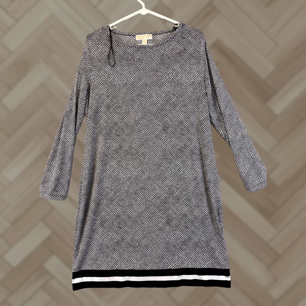 Michael Kors Michael Kors Dress Women’s XL Black Midi Long Sleeve Round Neckline Pullover Sheath Dressy Regular Colorful Geometric Vietnam Size XL / US 12-14 / IT 48-50 - 1 Thumbnail