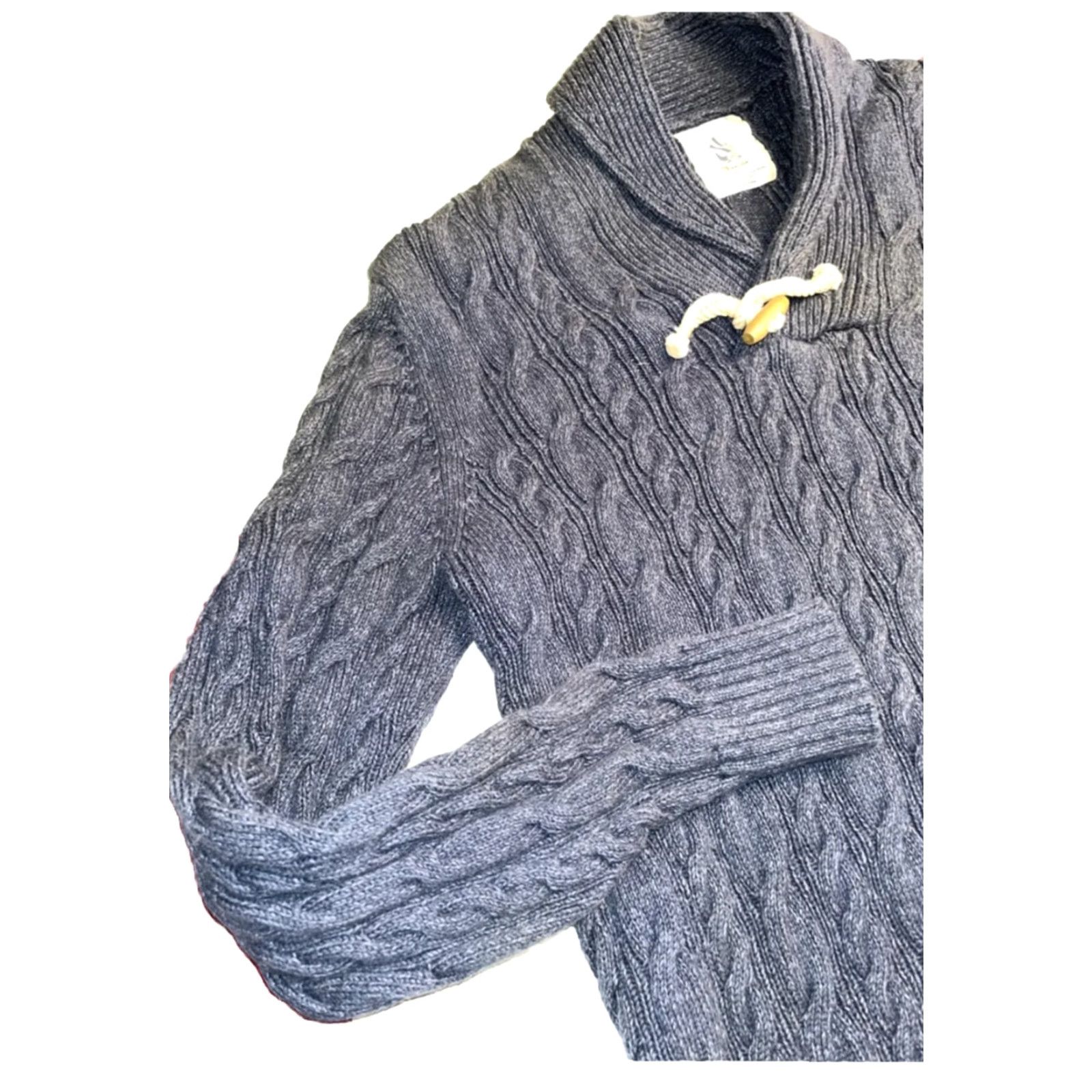 Nautica Nautica Blue SWEATER fisherman Spinnaker Cableknit Nautical Flags cowl neck Men Size US L / EU 52-54 / 3 - 2 Thumbnail
