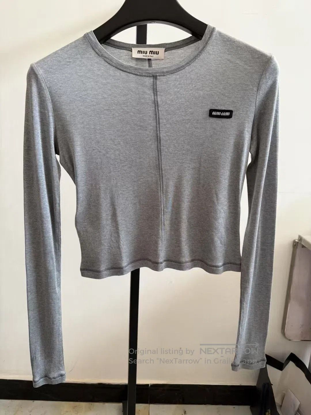 Miu Miu Miumiu Gray Silk Logo Long. Size S / US 4 / IT 40 - 1 Thumbnail