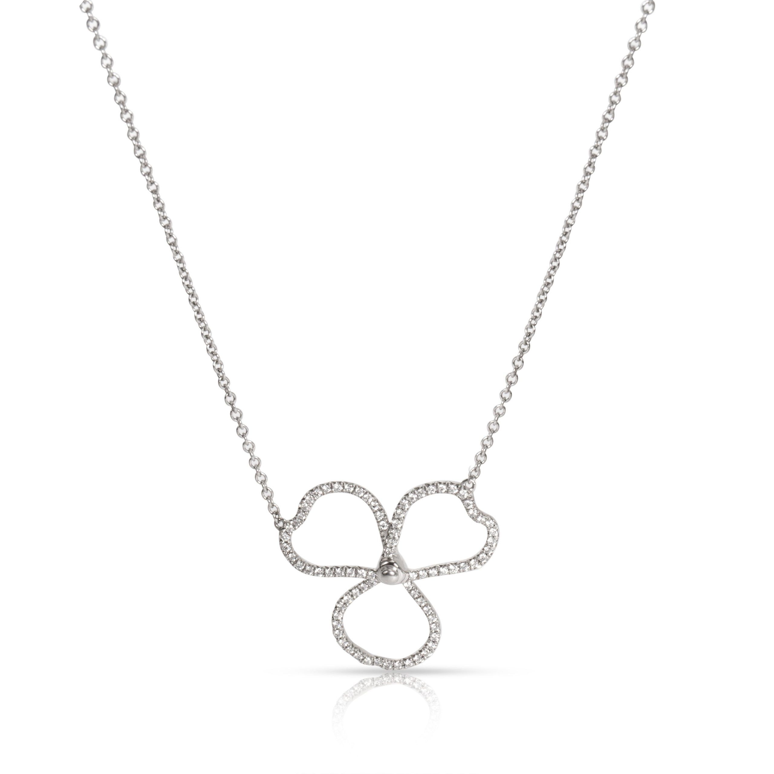 image of Tiffany Co Tiffany & Co. Paper Flower Diamond Open Flower Pendant In Platinum 0.15 Ctw in Silver, W