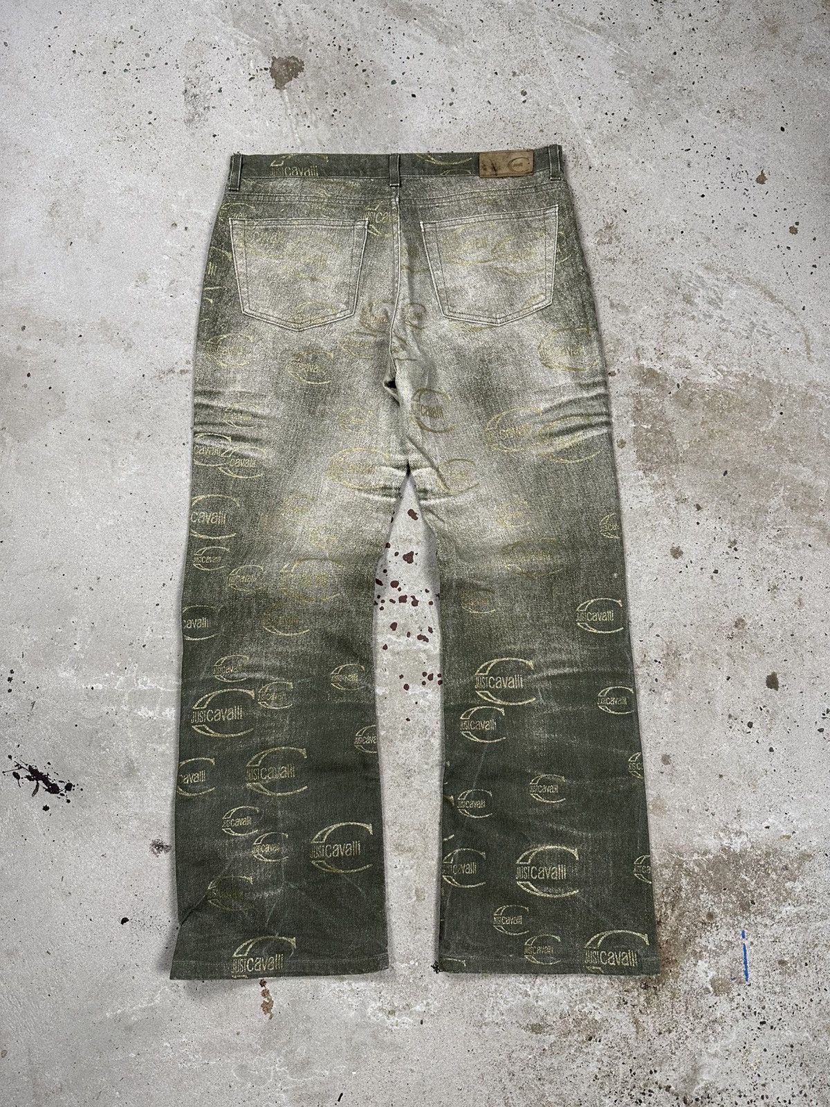 Just Cavalli Vintage 2000s Roberto Just Cavalli Monogram Flare Denim Pant Size 31" - 2 Thumbnail