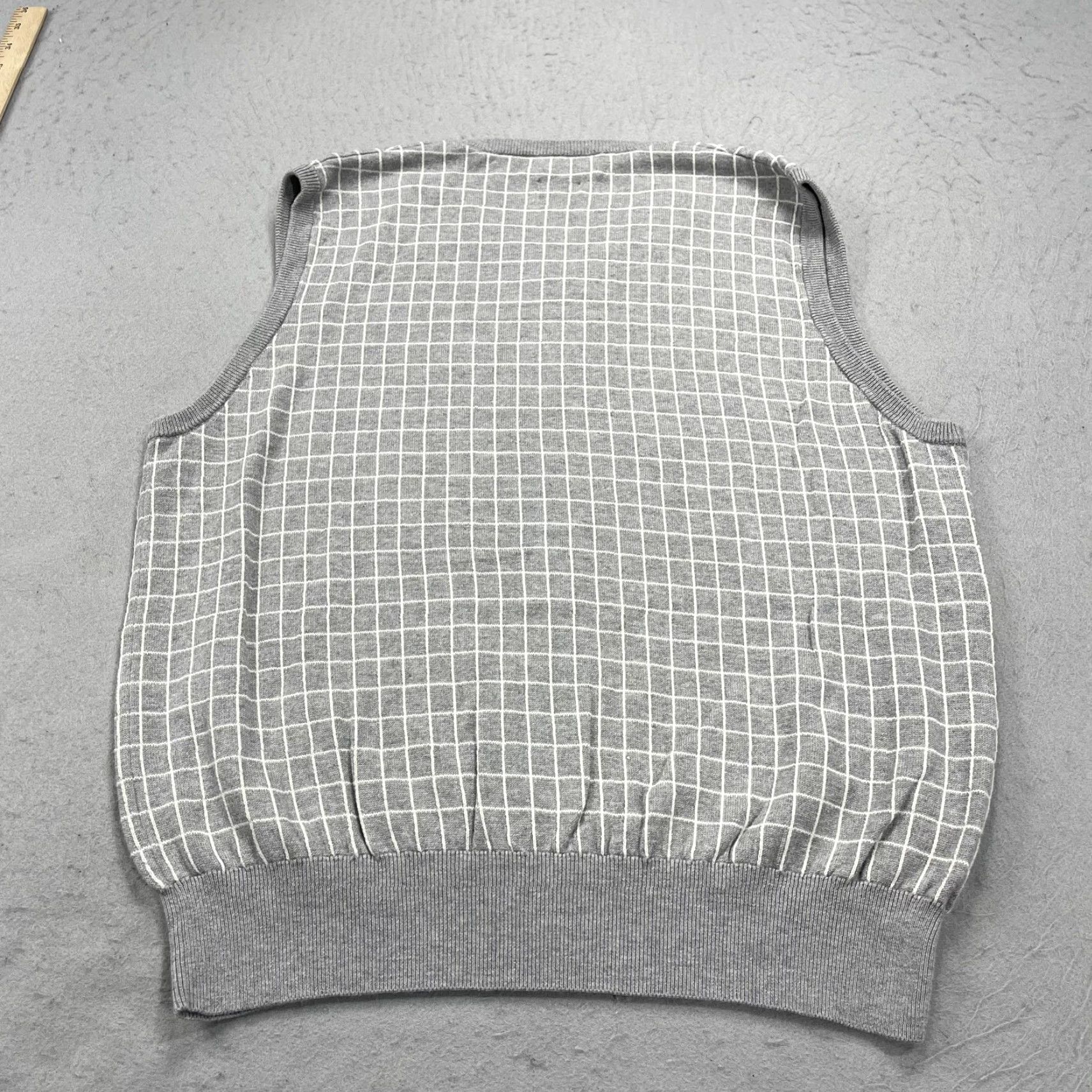 Polo Ralph Lauren VINTAGE Polo Ralph Lauren Golf Sweater Vest Mens Large Gray Check Knit V-Neck Cashmere Cotton Size US L / EU 52-54 / 3 - 4 Thumbnail