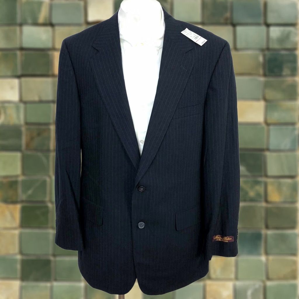 Brooks Brothers Brooks Brothers Suit Jacket Navy Blue 100% Wool Two-Button Big & Tall 46L Men's Regular Coat/Vestless? Size US S / EU 44-46 / 1 - 1 Thumbnail