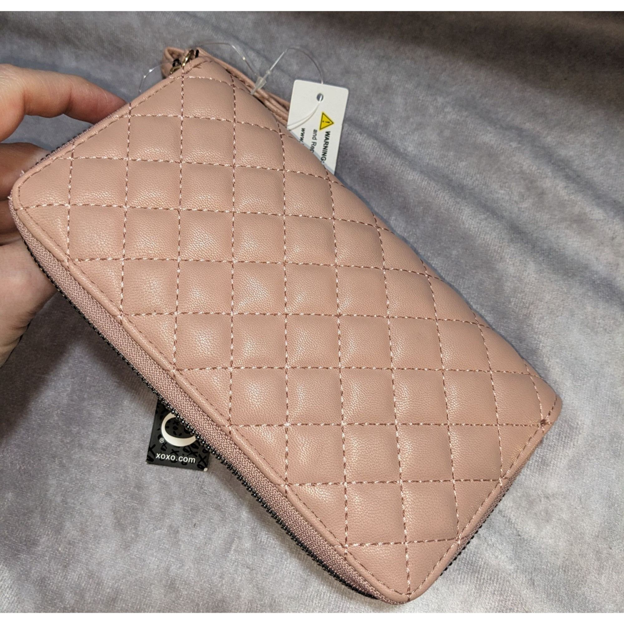 XOXO XOXO Quilted Pink Wristlet Wallet With Gold Logo & Strap Size ONE SIZE - 3 Thumbnail