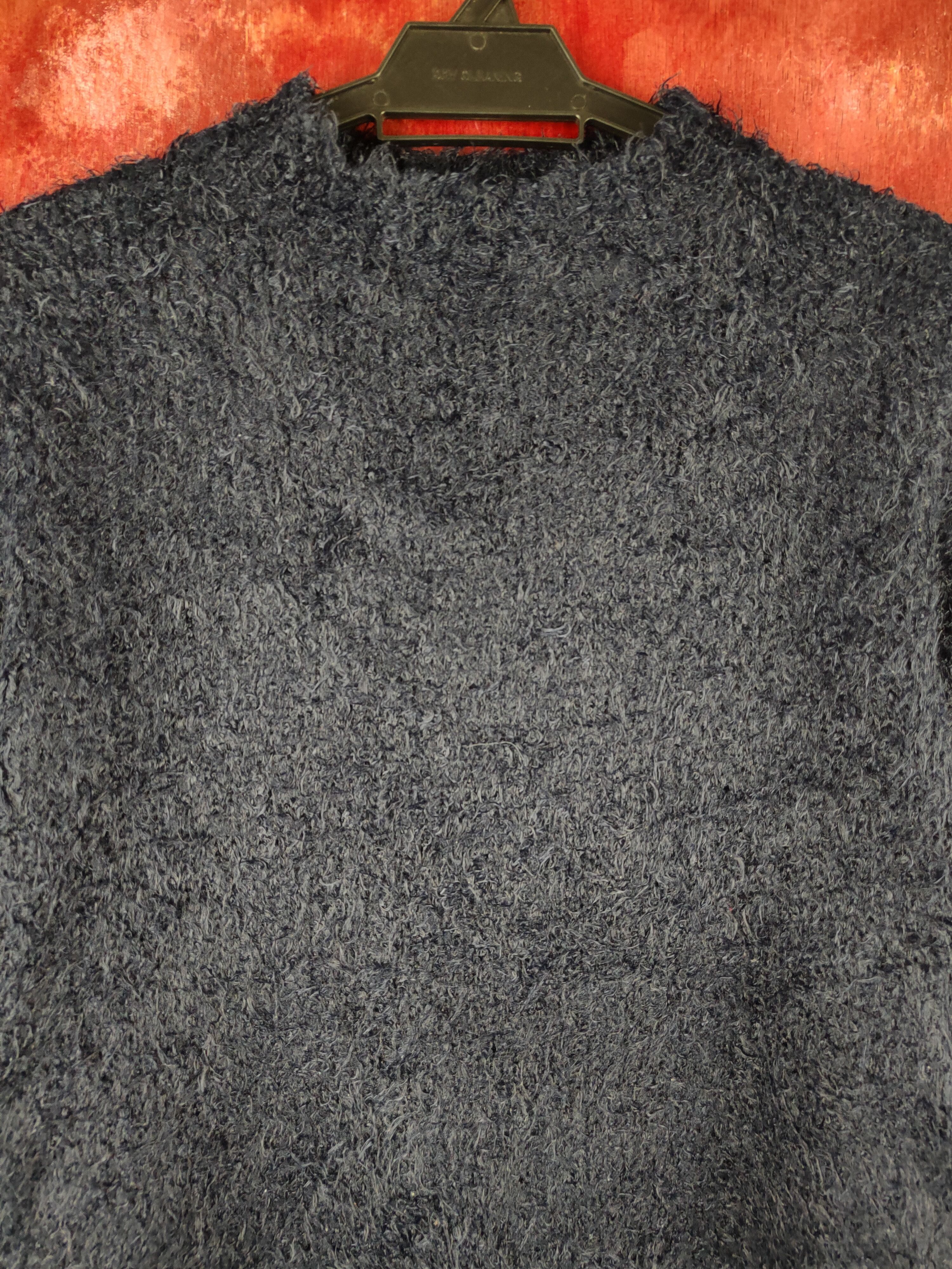 GU GU Navy Shag Shaggy Fur Mohair Knitwear #S2165 Size M / US 6-8 / IT 42-44 - 2 Thumbnail