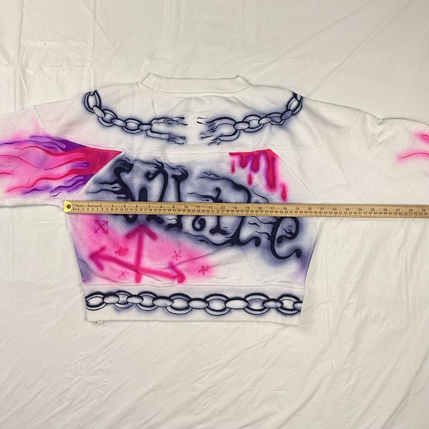 Off-White Off White Airbrush Graffiti Cropped Sweatshirt White Pink S Size US S / EU 44-46 / 1 - 4 Thumbnail
