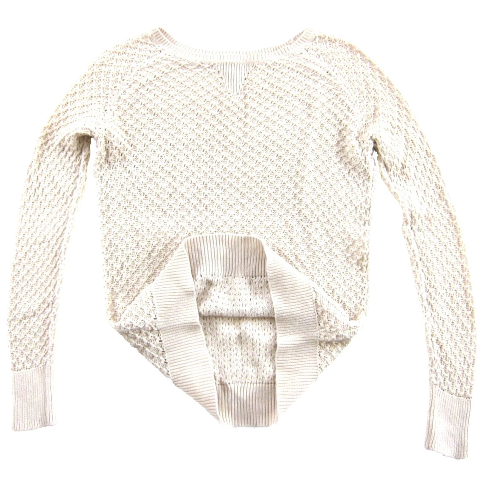 Vintage Caslon Caslon 100% Cotton Crochet Knit Pullover Lightweight Crew Neck Sweater Women Small Ivory Casual, Bohemian, Classic Pullover Women XS-XXS? Size S / US 4 / IT 40 - 5 Thumbnail