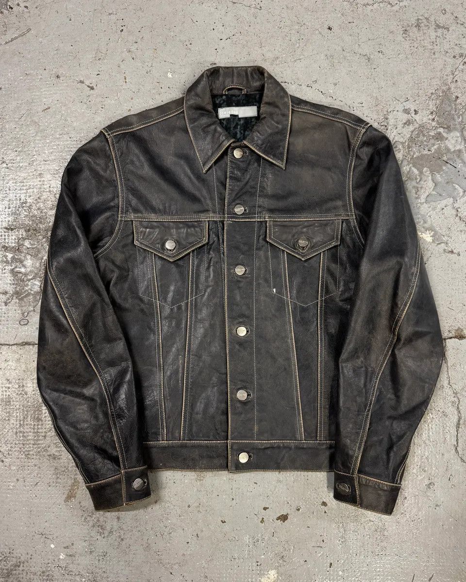 Iceberg 2000s Iceberg Trucker Grey Leather Jacket Size US S / EU 44-46 / 1 - 1 Thumbnail
