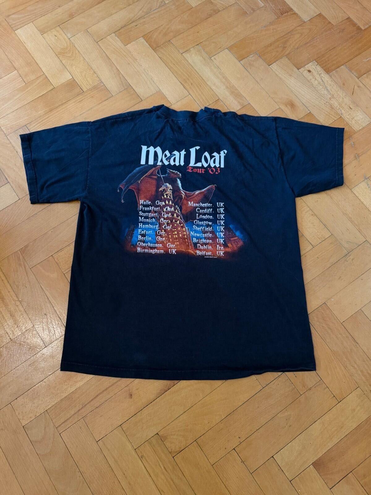 Fruit Of The Loom Vintage Meat Loaf Bat Out Of Hell 2003 Europe Tour T-Shirt Size US XL / EU 56 / 4 - 5 Thumbnail