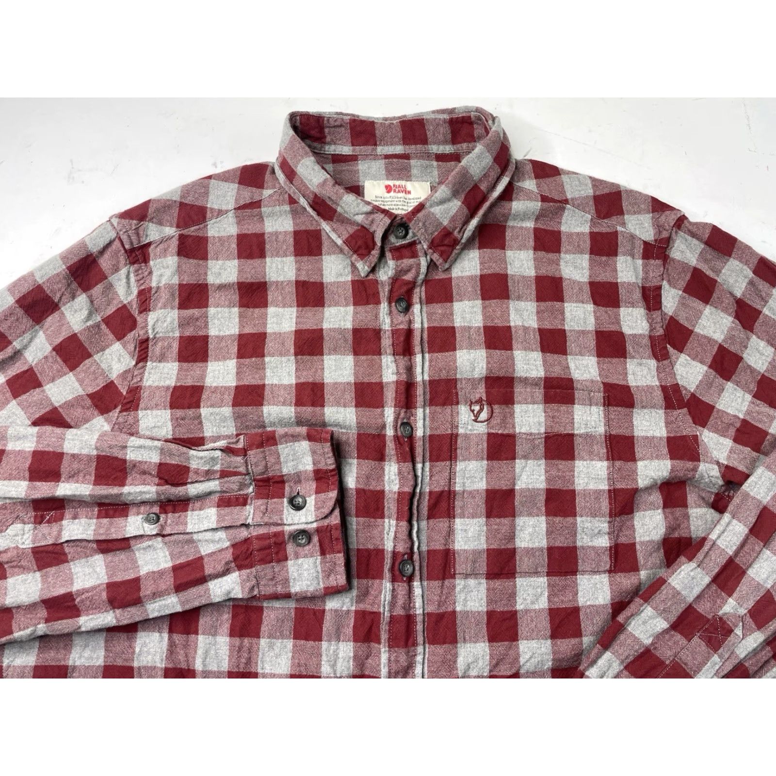 Vintage Fjallraven Ovik Check Shirt Mens XL Red Gray Checks Button Down Long Sleeve Size US XL / EU 56 / 4 - 2 Thumbnail