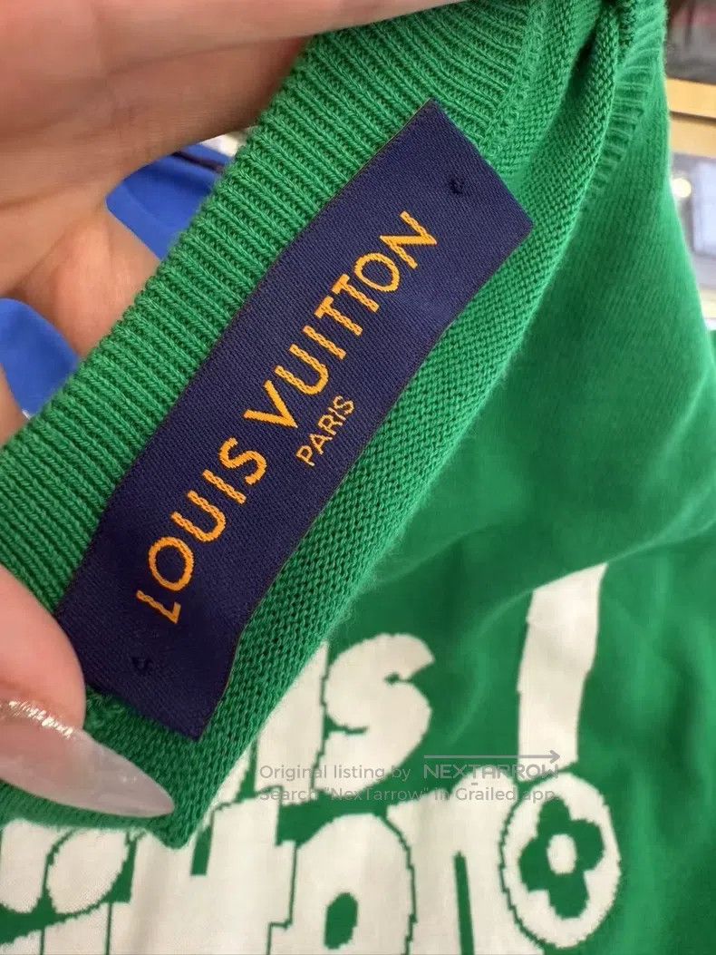 Louis Vuitton Louis Vuitton Green slogan logo knit half-sleeve T-shirt Size US L / EU 52-54 / 3 - 7 Thumbnail