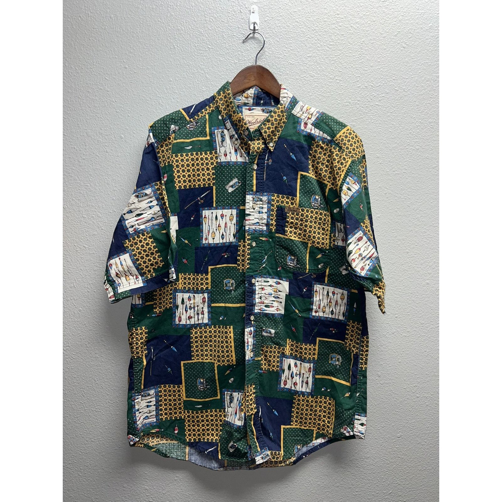 Woolrich Woolen Mills Vintage Woolrich Button Up Shirt Fish Fishing Hooks Graphic Size US L / EU 52-54 / 3 - 1 Thumbnail