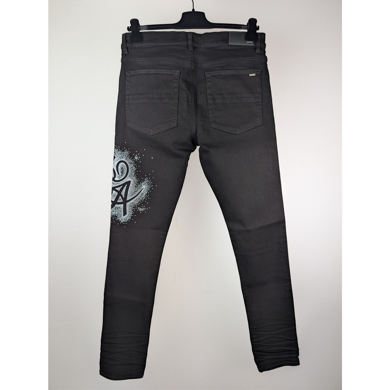 Amiri o1rshd1 MA Swirl Crystal Skinny Denim Jeans in Black Size US 34 / EU 50 - 12 Thumbnail