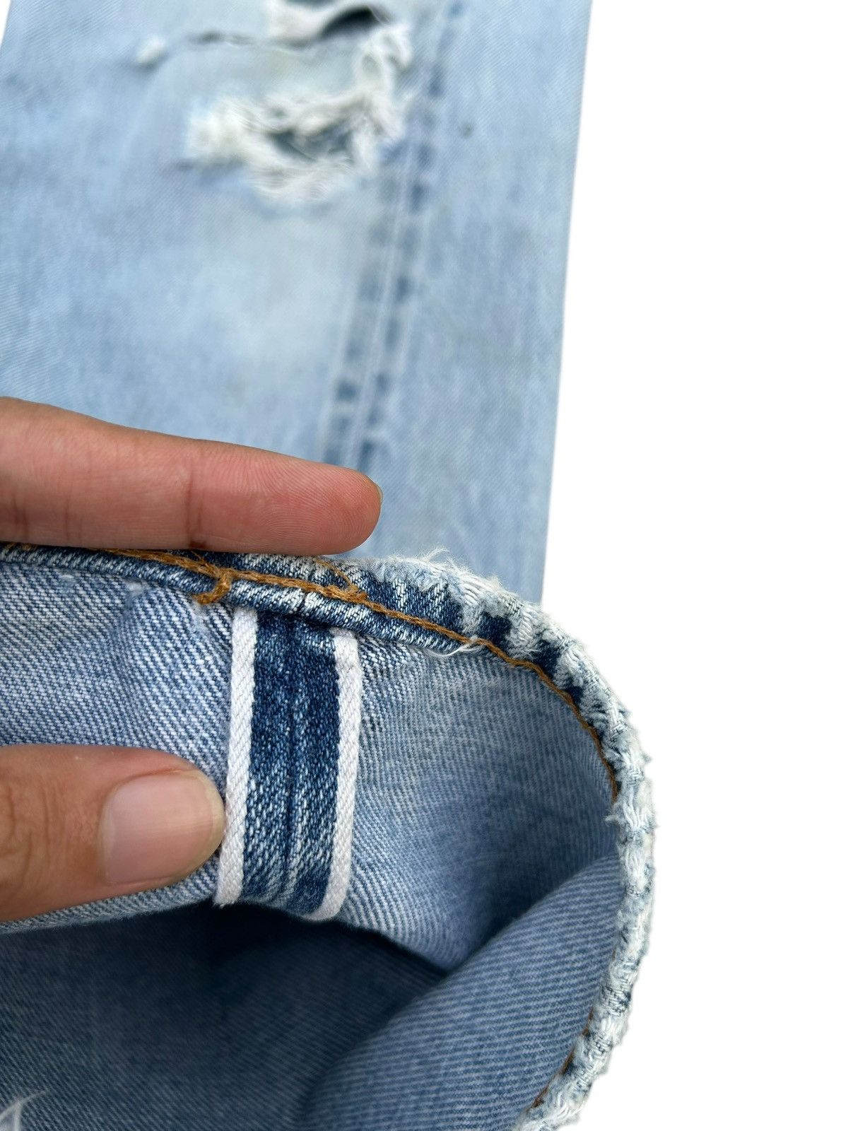 Levi's 80's THRASHED Levi's 524 Selvedge Reconstructed Repair Denim Size US 29 - 8 Thumbnail