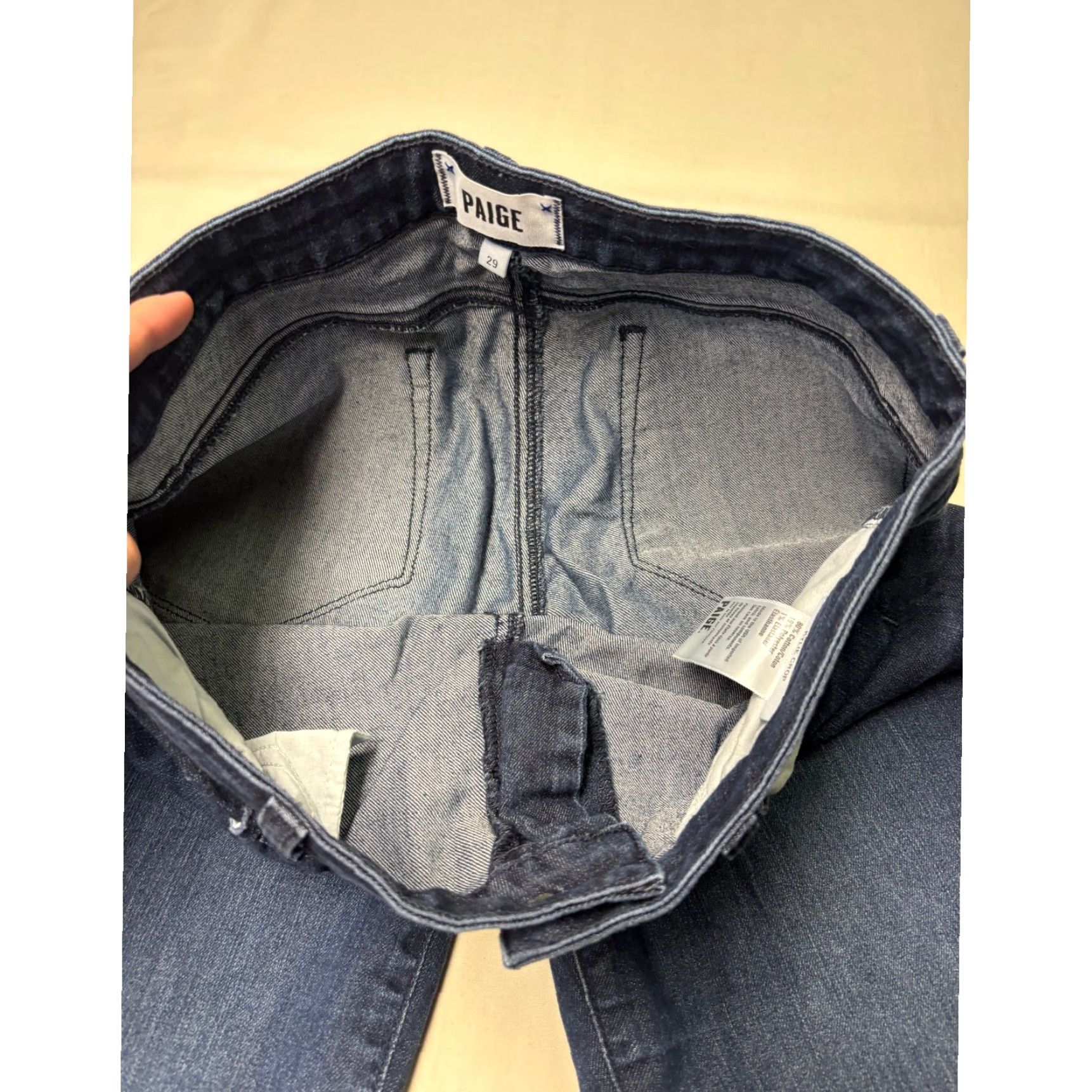 Paige Paige Kylie Crop Jeans Tonal Duncan Dark Wash Straight Leg 29X26 WJ629 DNM184 Womens Denim Size 29" - 4 Thumbnail