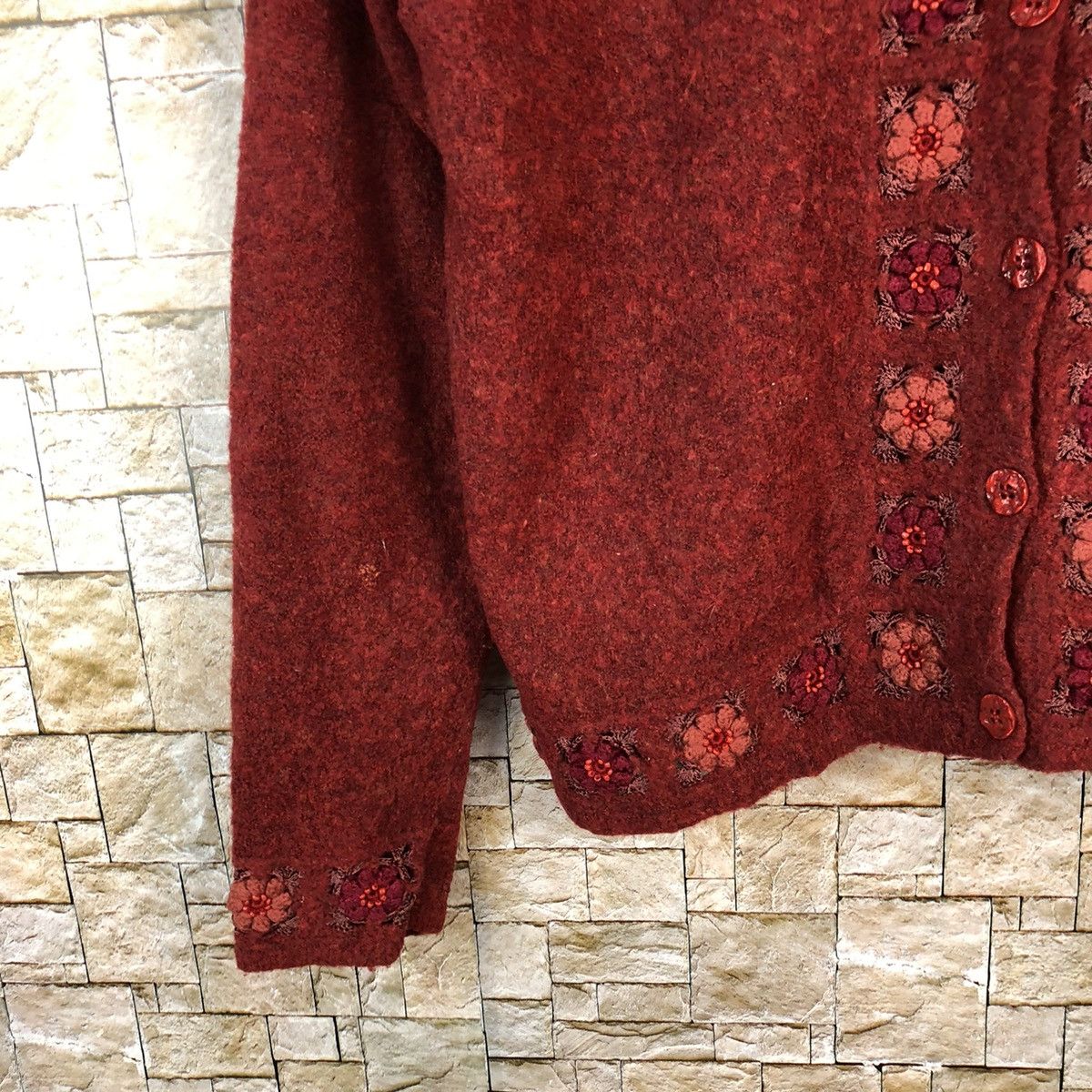 Japanese Brand Ibens vintage mohair Red Cardigan Knitwear #A1206 Size M / US 6-8 / IT 42-44 - 7 Thumbnail