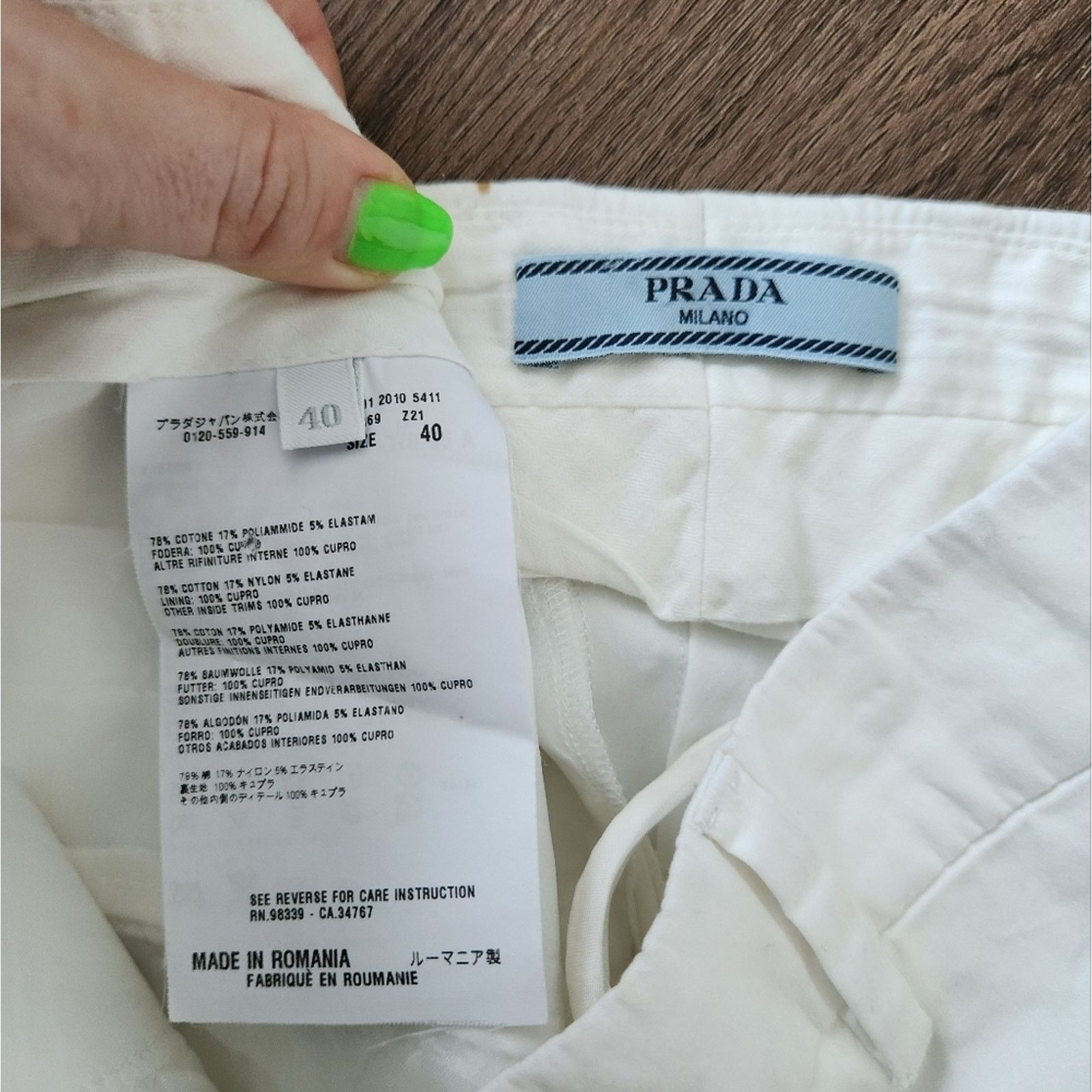 PRADA Lightweight Creamy White Straight Leg Pants 40