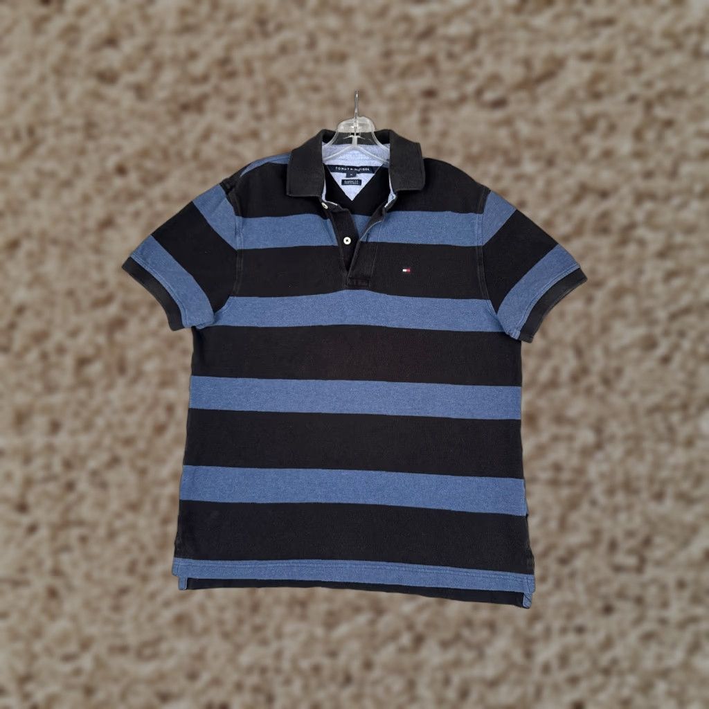 Tommy Hilfiger Tommy Hilfiger Polo Shirt Men Medium Blue Black Stripe Slim 100% Cotton Polo Shirt Slim Men Blue Stripe 100% Cotton TH (Regular) Size US M / EU 48-50 / 2 - 1 Thumbnail