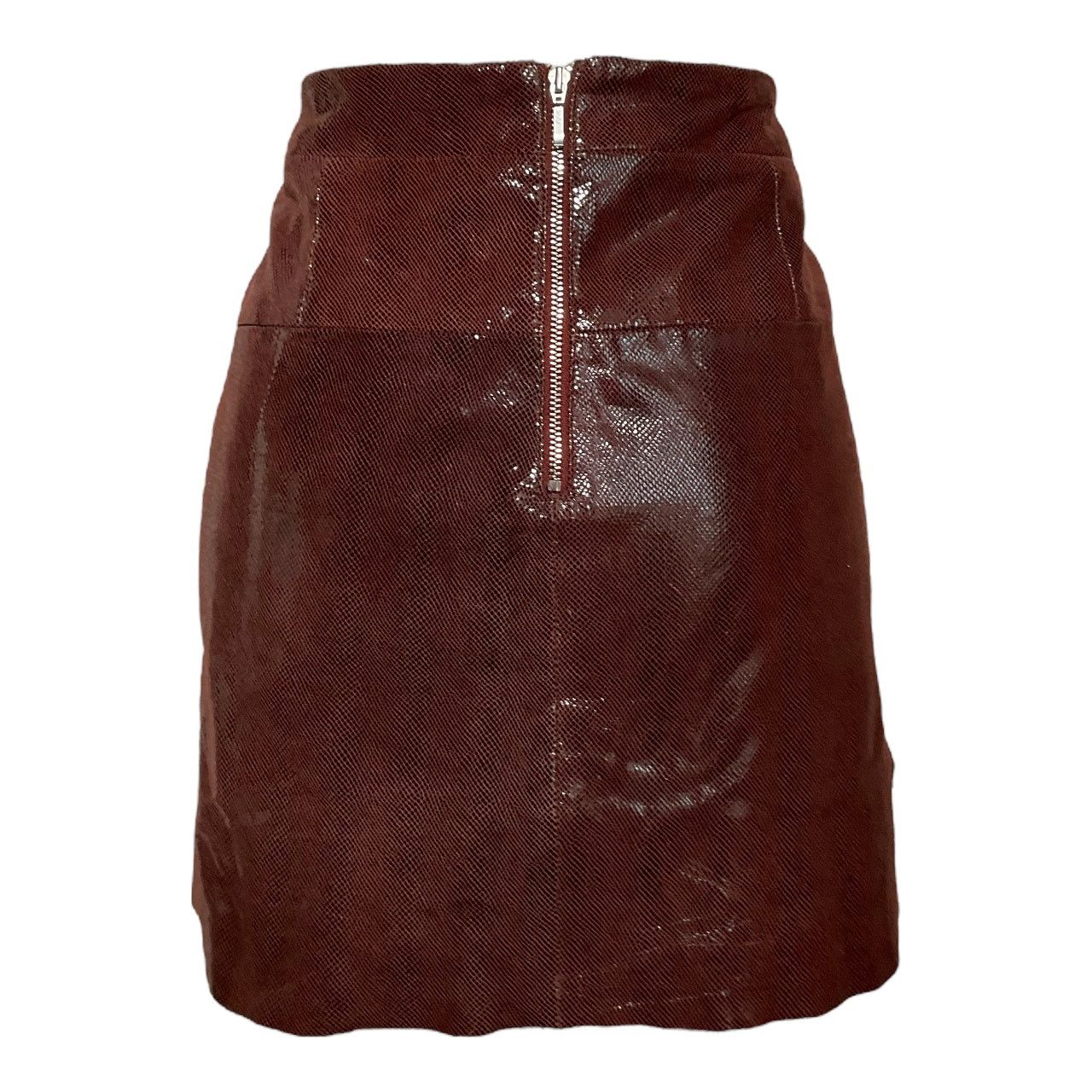 Karina Grimaldi KARINA GRIMALDI Burgundy Lamb Leather Mini Skirt Size S Size 26" / US 2 / IT 38 - 4 Thumbnail