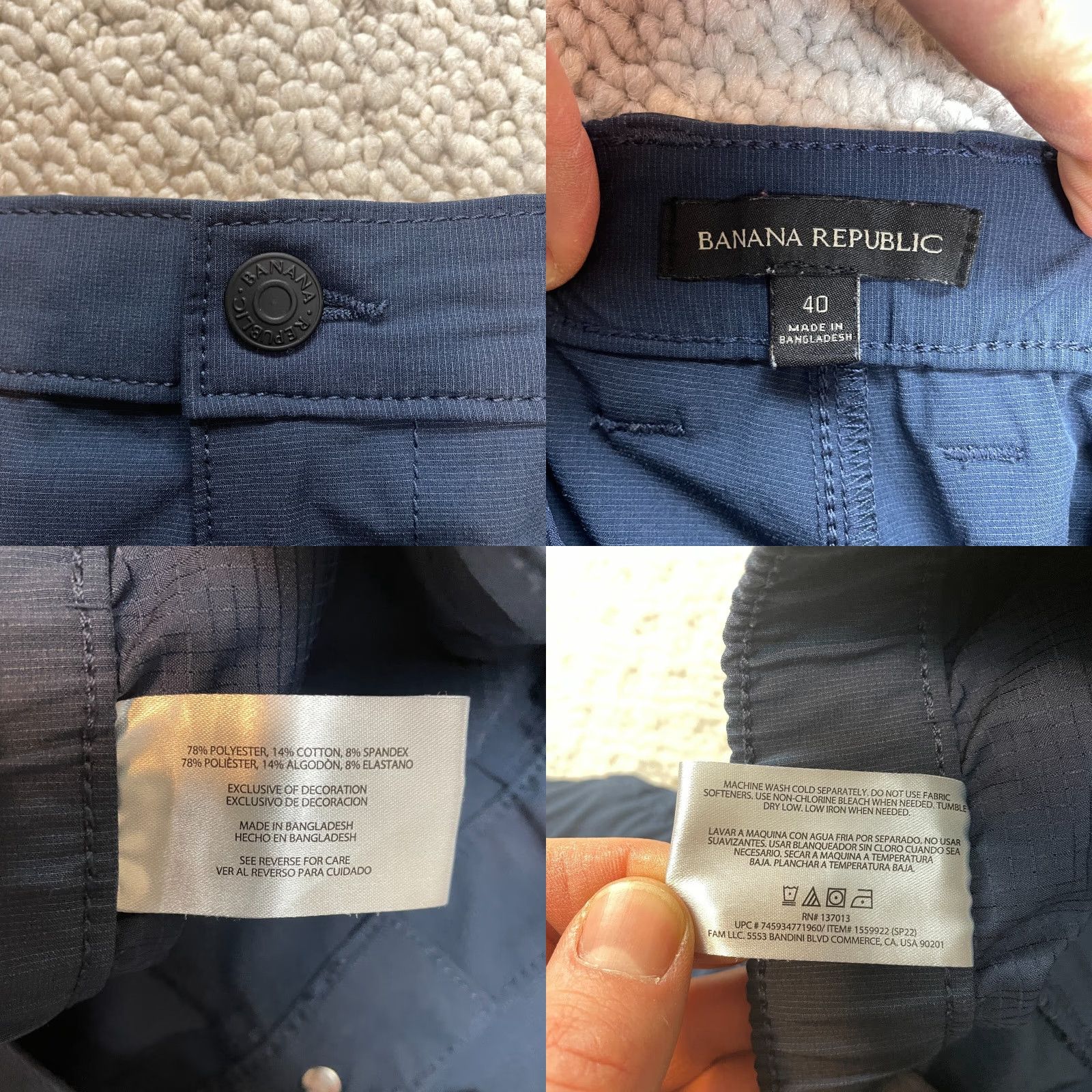Banana Republic Banana Republic Stretch Chino Shorts Mens 40 Navy Blue Casual Golf Pockets 9" In Size US 40 / EU 56 - 8 Thumbnail