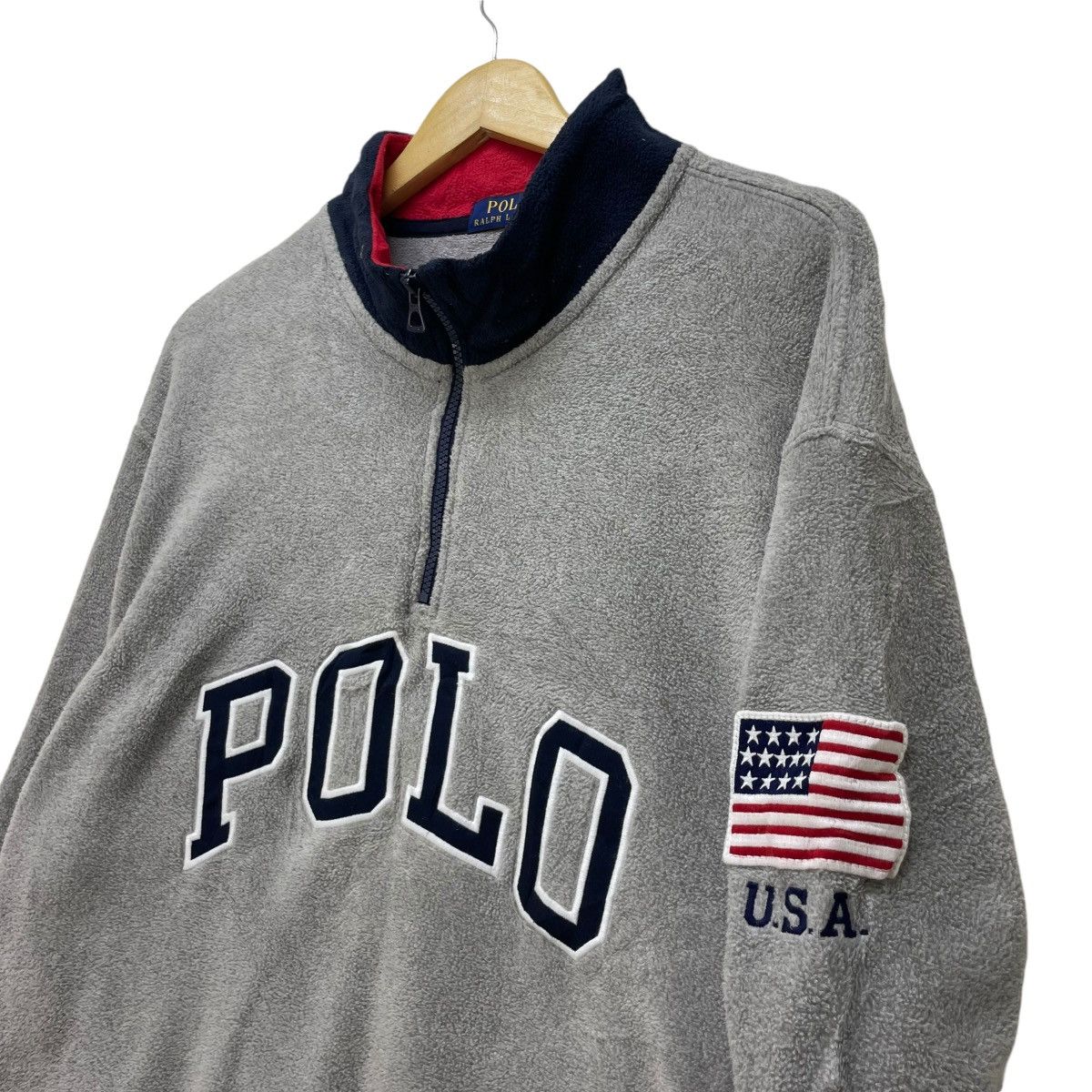 Polo Ralph Lauren 💥Vintage Polo Ralph Lauren Usa Pacth Fleece Pullover Size US XL / EU 56 / 4 - 2 Thumbnail