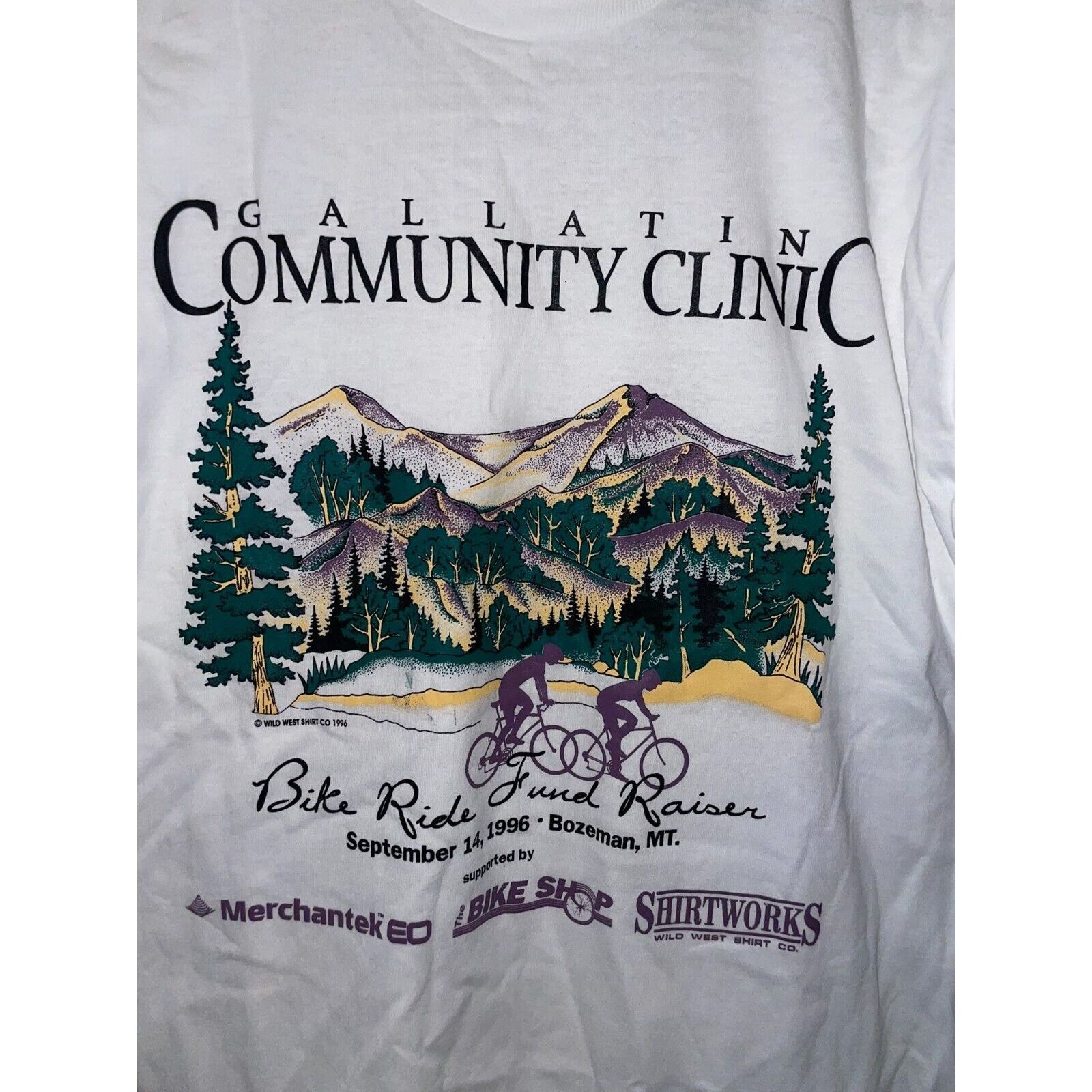 Jerzees Vintage Montana Shirt Gallatin Bike Ride White M Tee Size US M / EU 48-50 / 2 - 2 Thumbnail