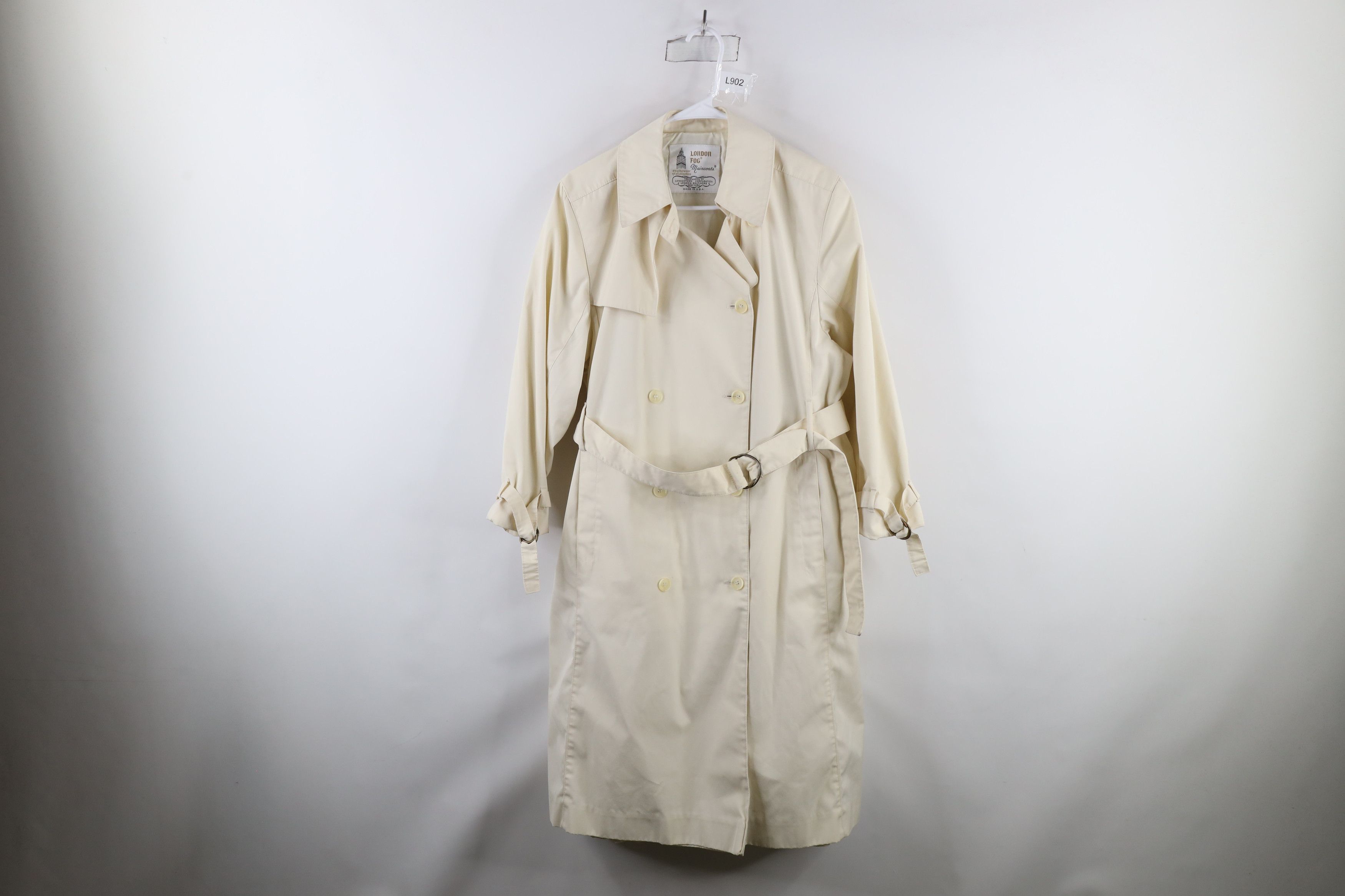 Vintage Vintage 70s Streetwear Breasted Belted Trench Coat Cream USA Size L / US 10 / IT 46 - 1 Thumbnail