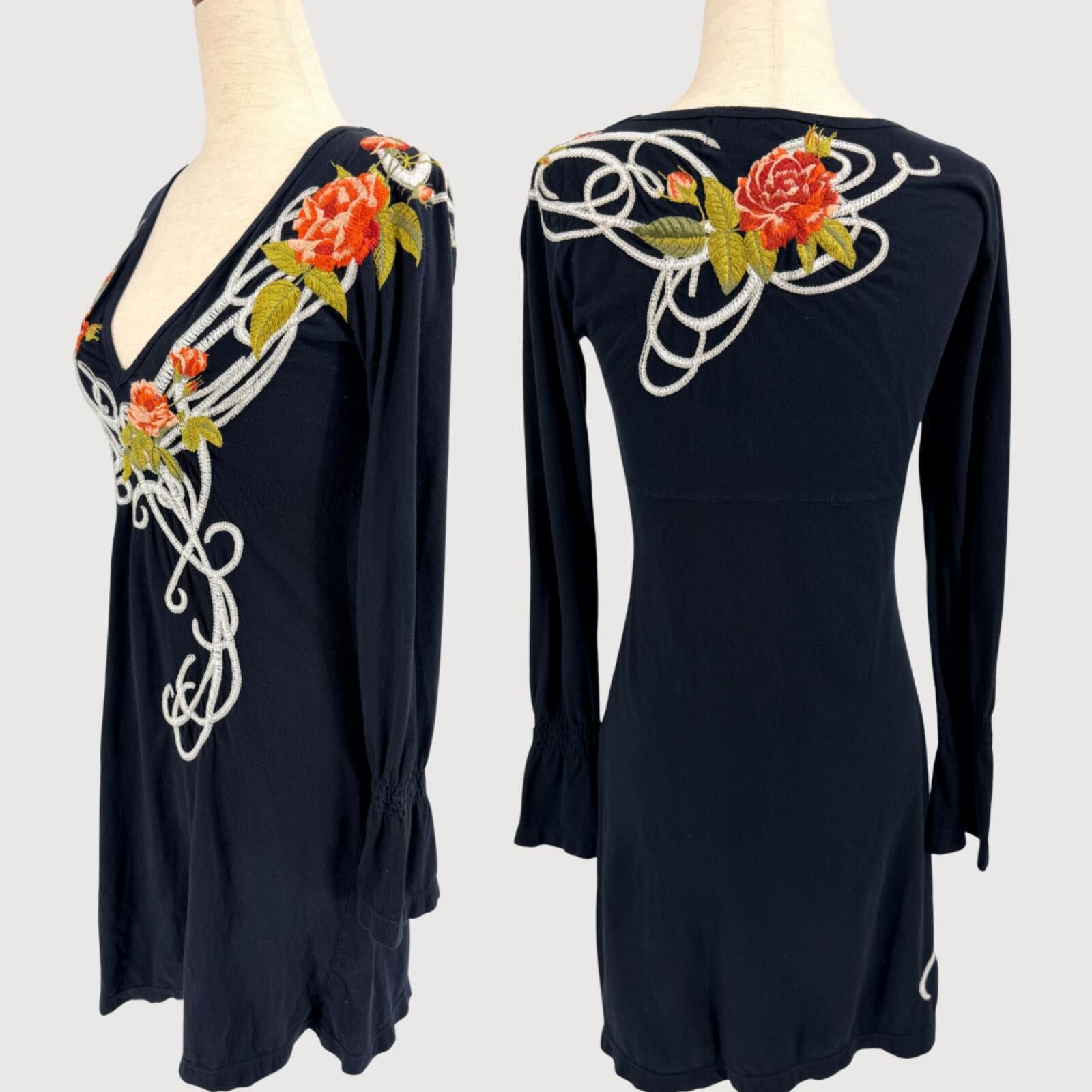 Other Johnny Was JWLA Bohemian Embroidered Mini Dress Black XS Size XS / US 0-2 / IT 36-38 - 3 Thumbnail