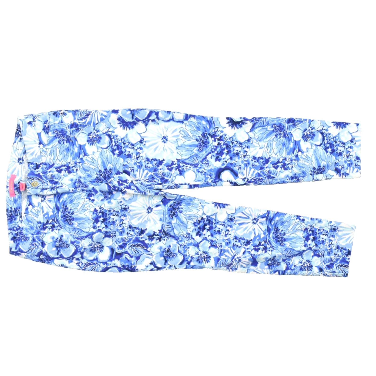 Lilly Pulitzer Lilly Pulitzer Women's Pants Ankle Blue Floral Print Stretch Cotton Skinny Zip 10 Regular Adult Womens Size 32" / US 10 / IT 46 - 2 Thumbnail
