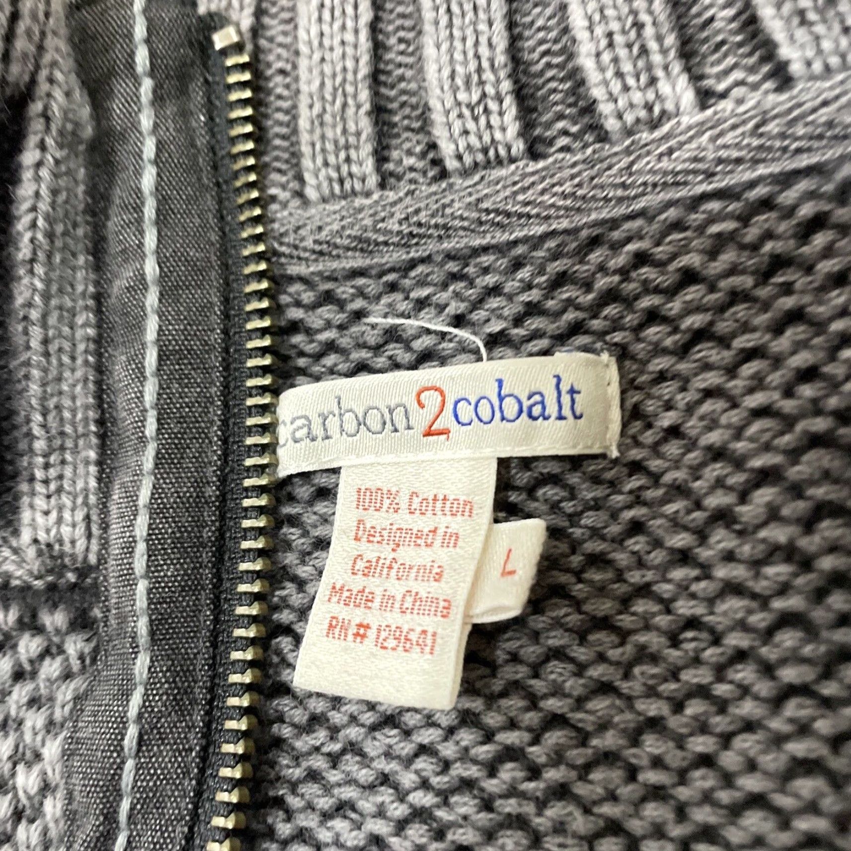 Carbon2Cobalt CARBON 2 COBALT Chunky Waffle Knit Sweater Men L Gray 1/4 Zip Pique Thermal Size US L / EU 52-54 / 3 - 4 Thumbnail
