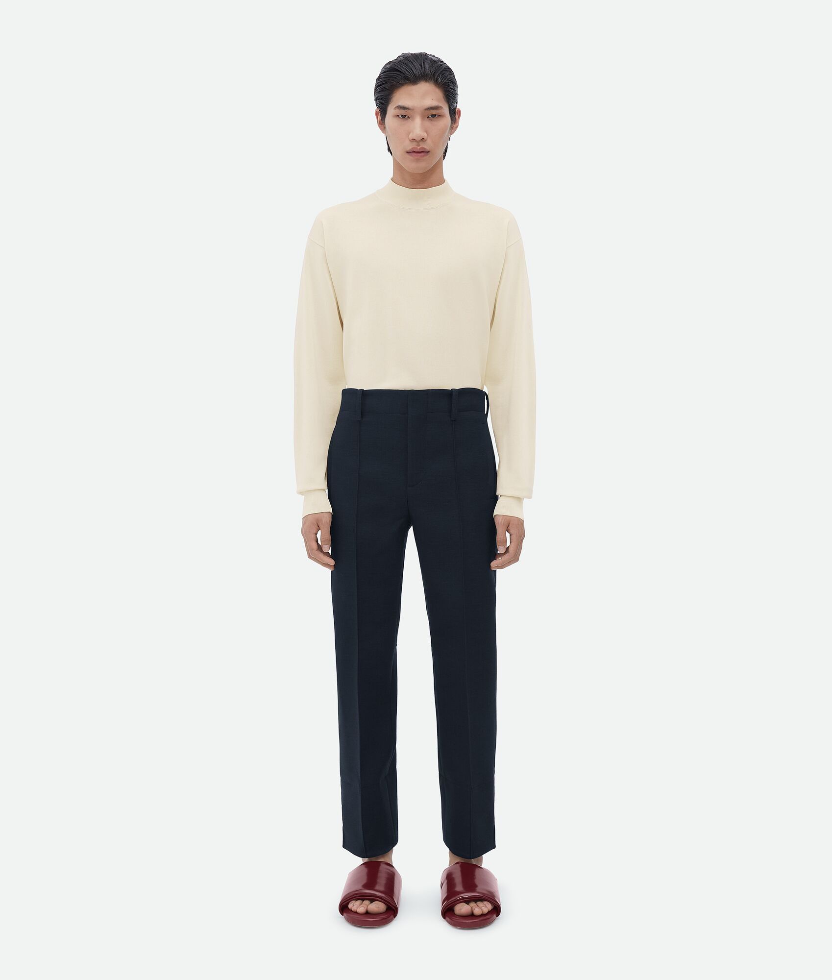 Bottega Veneta o1n1vont1224 Wide Leg Melange Wool Pants in Navy Size US 38 / EU 54 - 1 Thumbnail