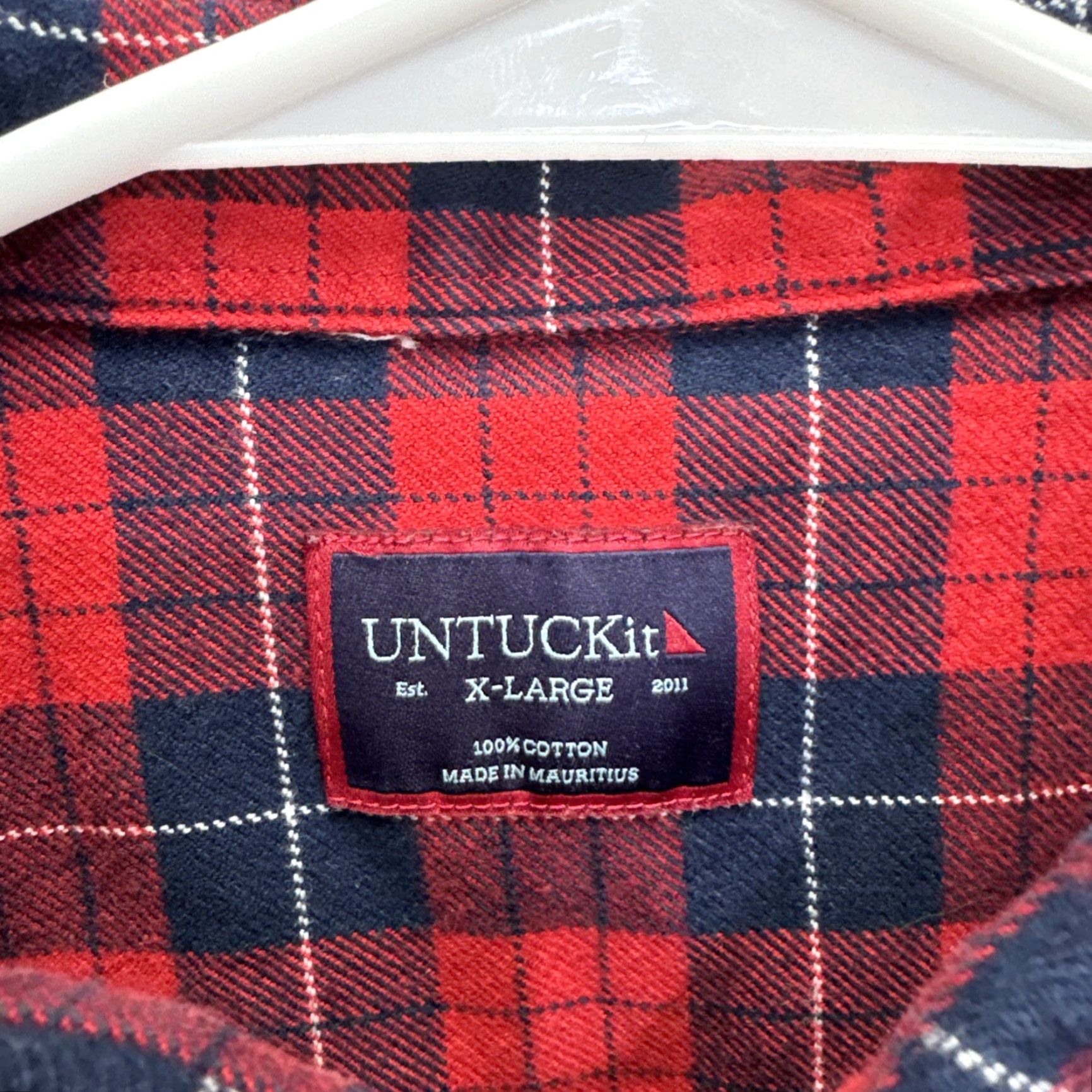 UNTUCKit UNTUCKit Daumas Shirt Mens XL Flannel Button-Up Red Check Casual Workwear Preppy 90s Style Mens XL Size US XL / EU 56 / 4 - 2 Thumbnail