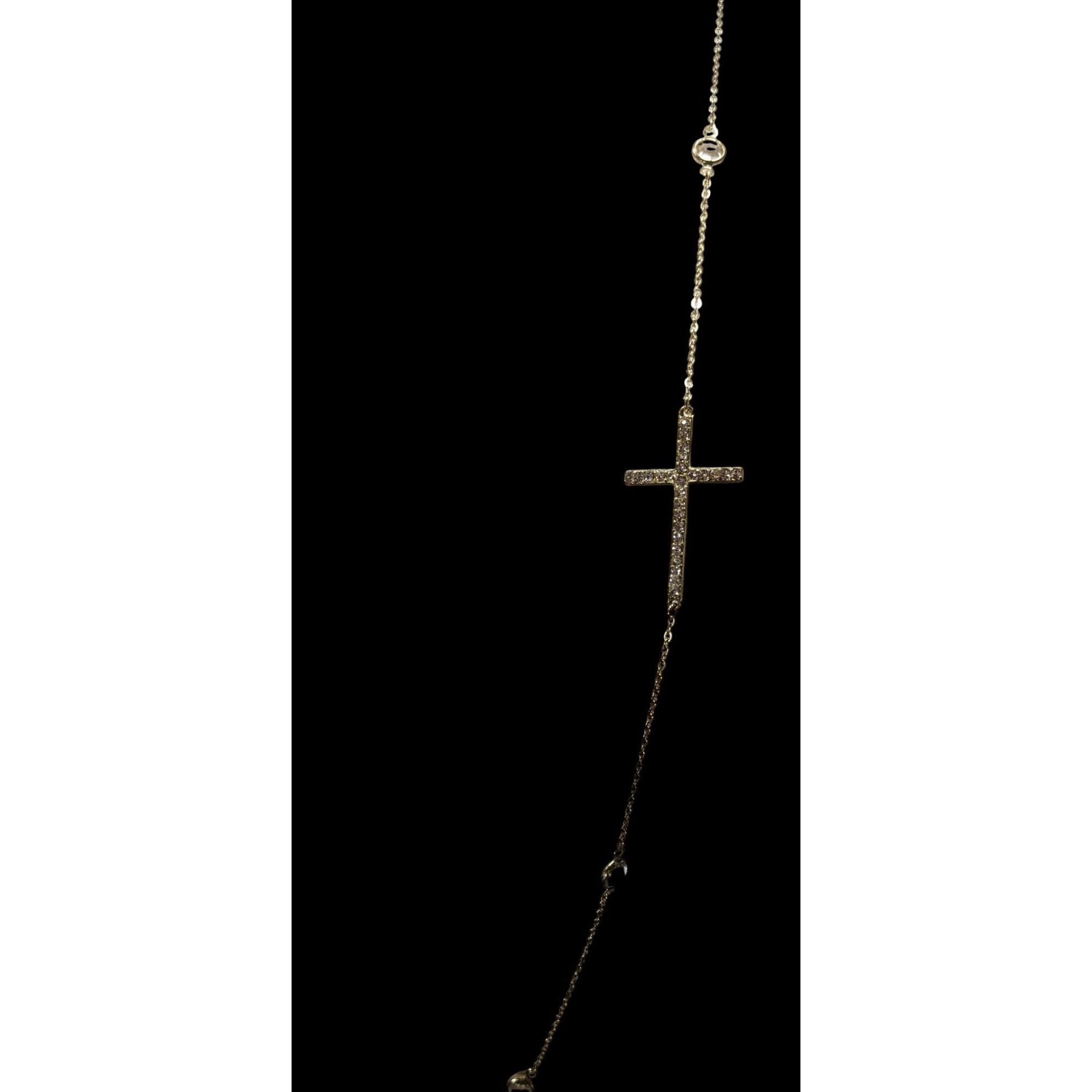Other Elegant Glam Gold Tone Cross Station Necklace With Faceted G Size ONE SIZE - 5 Thumbnail