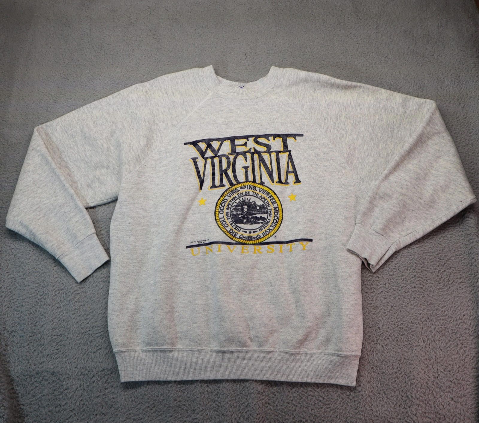 Cableami WVU Sweater Men Large West Virginia Mountaineer 1980 Tultex Size ONE SIZE - 2 Thumbnail