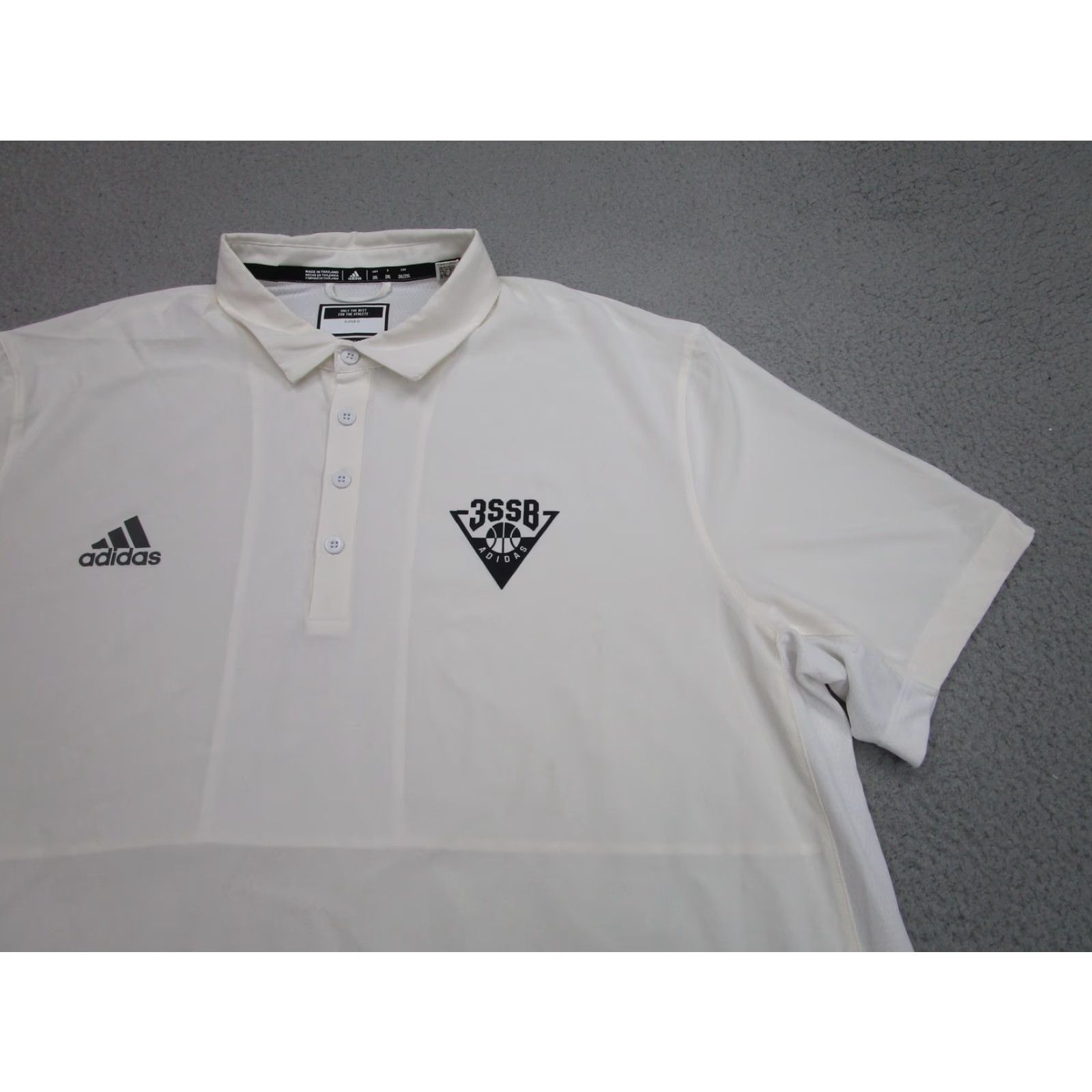 Adidas Adidas Polo Shirt Mens 2XL White Basketball Performance Coach Elite EYBL Size US XXL / EU 58 / 5 - 2 Thumbnail