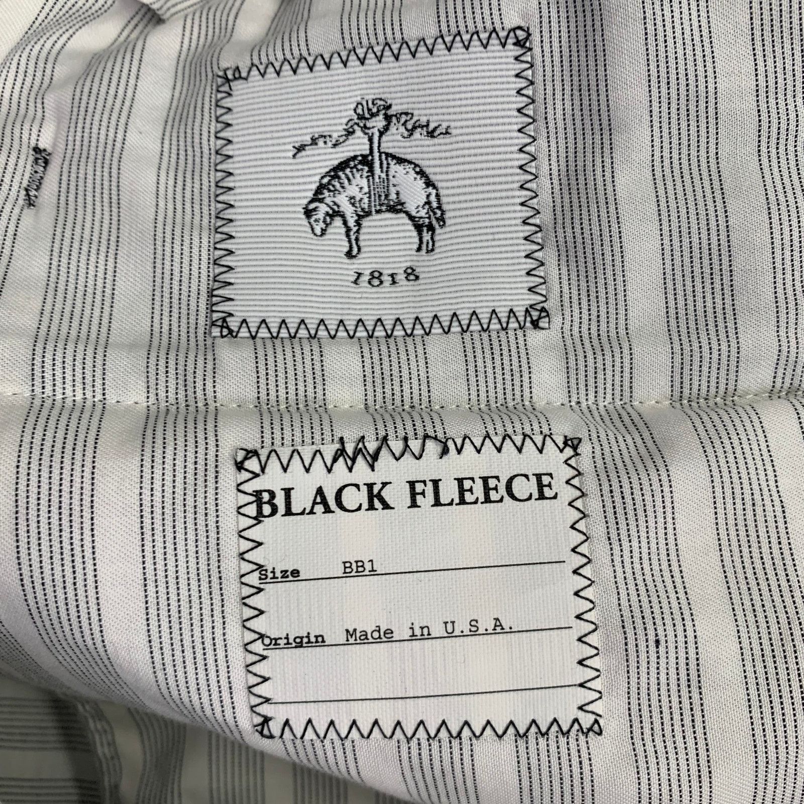 Brooks Brothers Black Fleece BLACK FLEECE 38 Black White Checkered Wool Notch Lapel Suit Size 38R - 12 Thumbnail