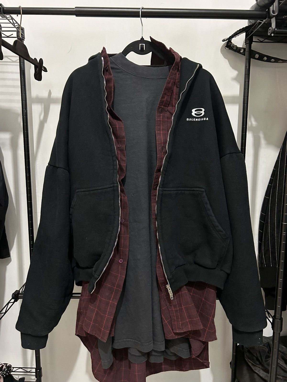 Balenciaga Unity Triple Layered Zip Up Hoodie