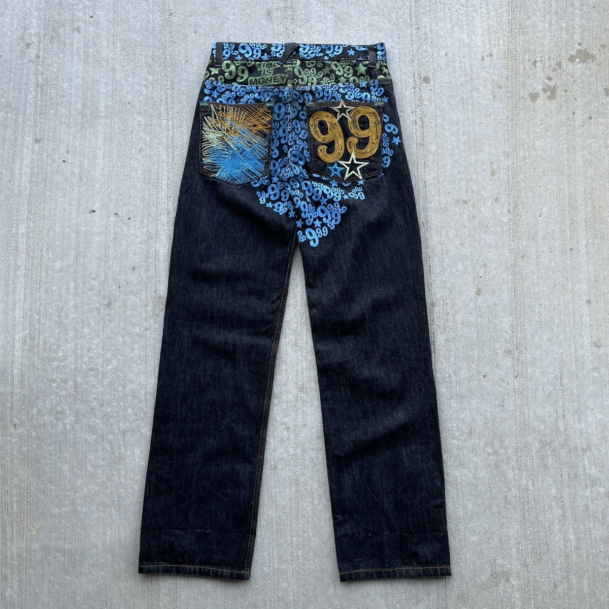 image of Jnco x Vintage Time Is Money Jeans Crazy Y2K in Black, Men's (Size 30)