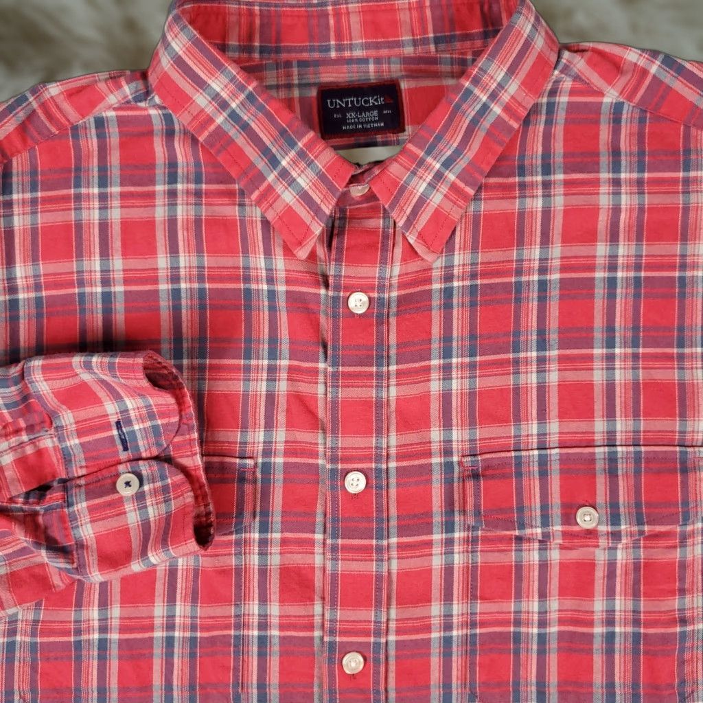 UNTUCKit UNTUCKit Mens Shirt 2XL Red Plaid Button-Up Long Sleeve Casual Shirt Size US XXL / EU 58 / 5 - 1 Thumbnail