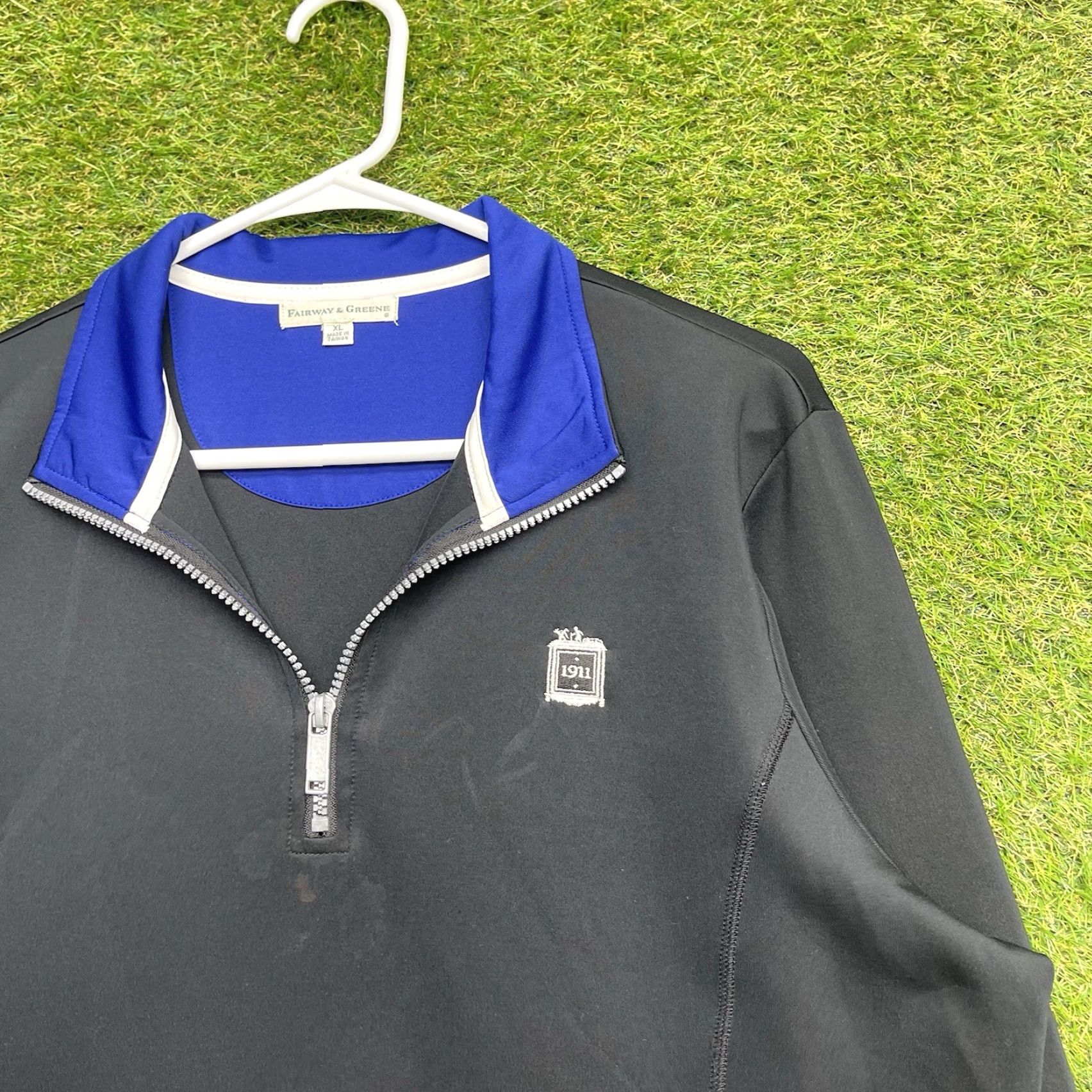 Vintage Fairway & Greene Sweater Men's XL Black Golf 1/4 Zip Pullover Size US XL / EU 56 / 4 - 2 Thumbnail