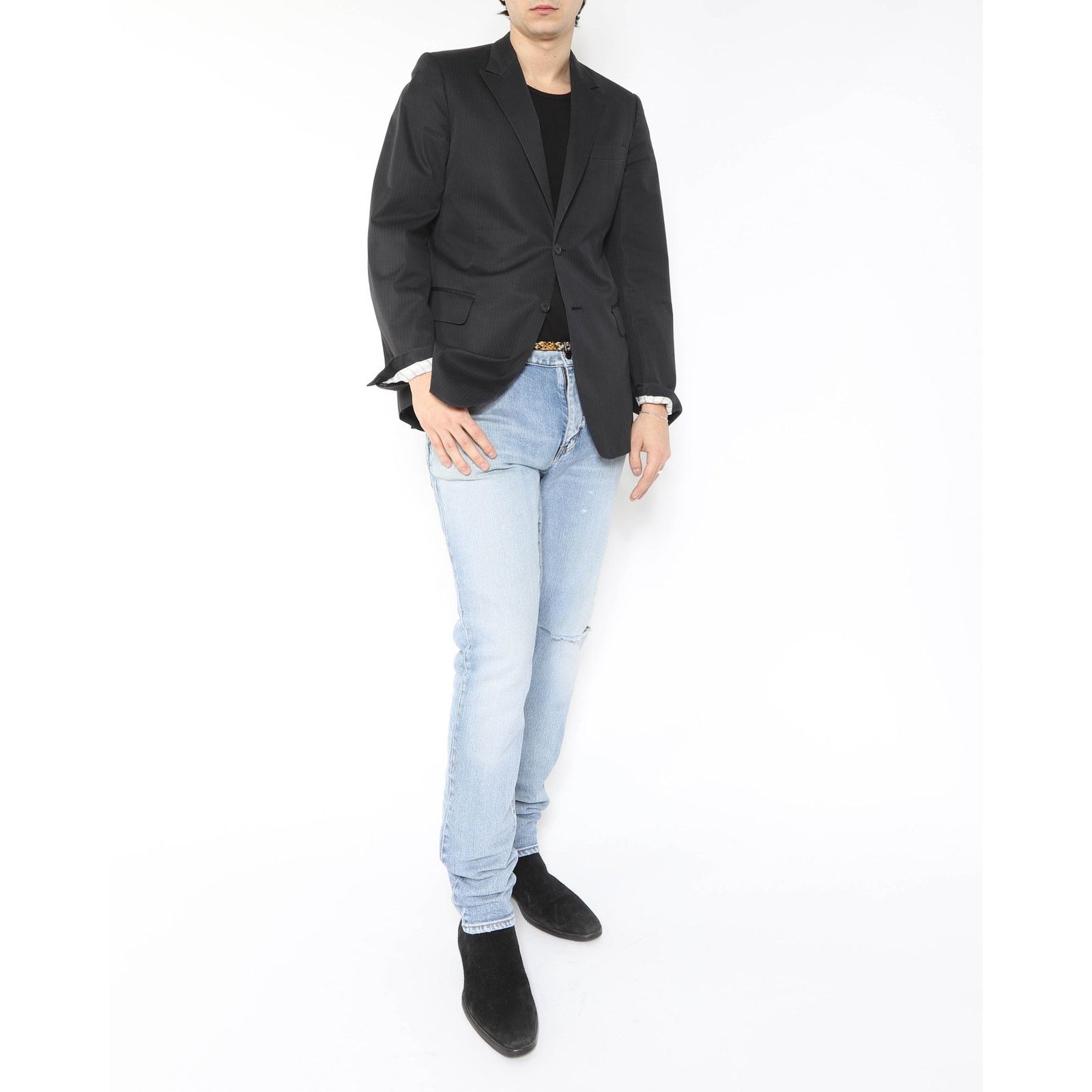 Saint Laurent Paris Knee-Rip Jeans in Light Washed Denim Size US 34 / EU 50 - 6 Thumbnail