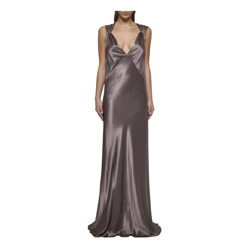 Saint Laurent Paris o1bcso1str1125 Cross back Dress In Silk Satin in Brown Size XS / US 0-2 / IT 36-38 - 2 Thumbnail