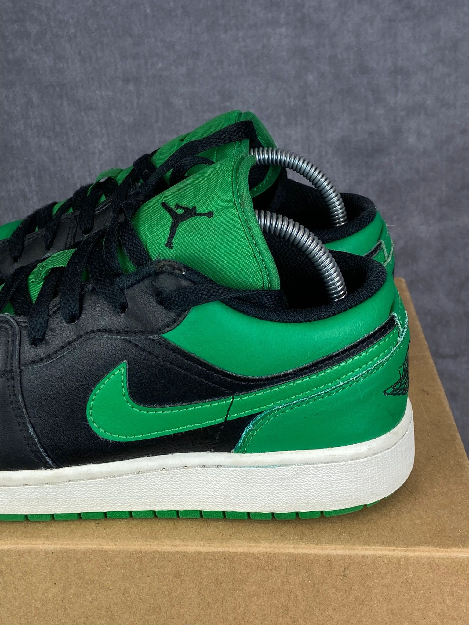 Nike Air Jordan 1 Low Black Green Sneakers 38.5 Size US 5.5 / EU 38 - 3 Thumbnail