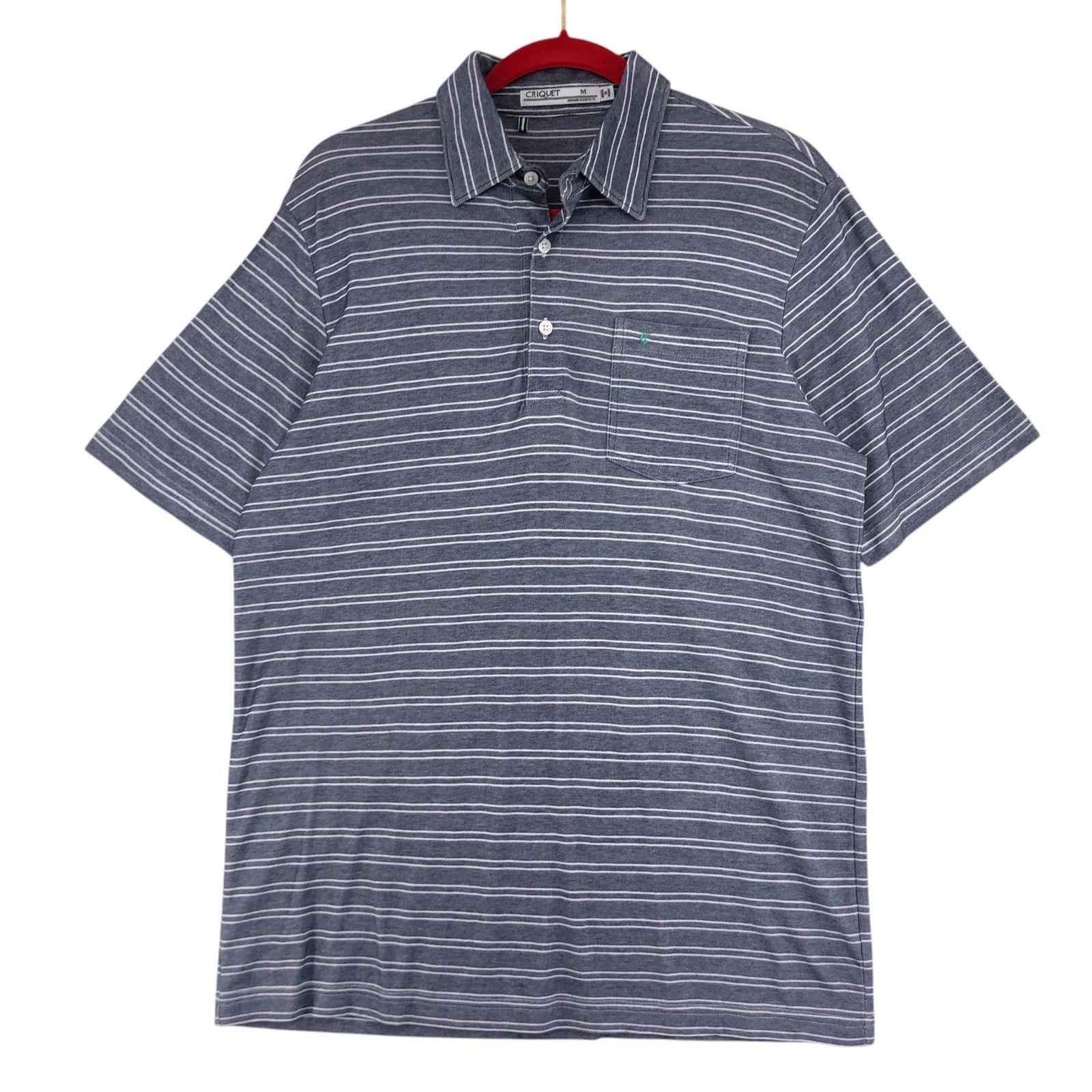 Criquet Criquet Men Size M Polo Shirt Short Sleeve Striped Gray Logo Size US M / EU 48-50 / 2 - 1 Thumbnail